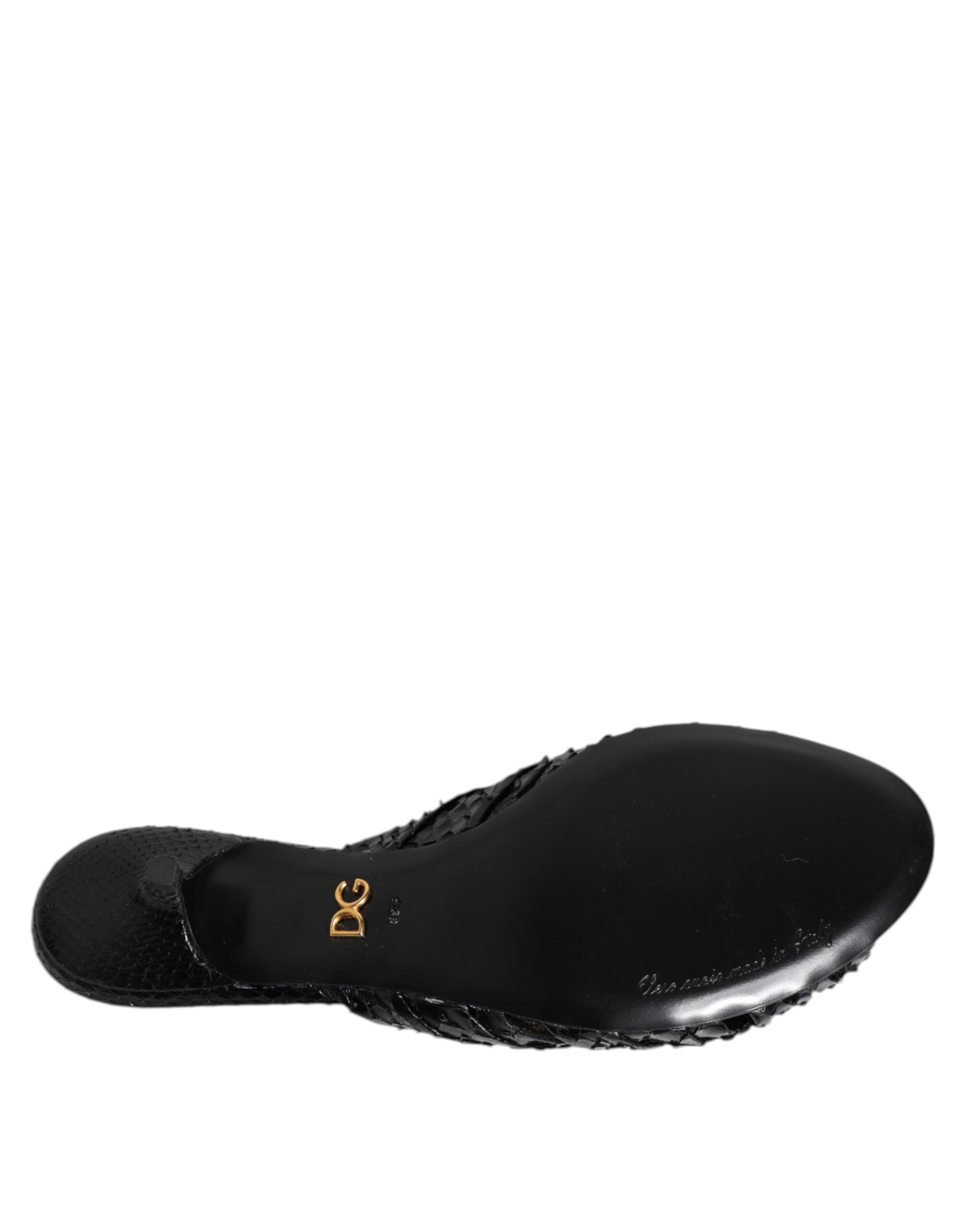 Dolce & Gabbana Black Leather Heels Slides Sandals Shoes Glam Steals