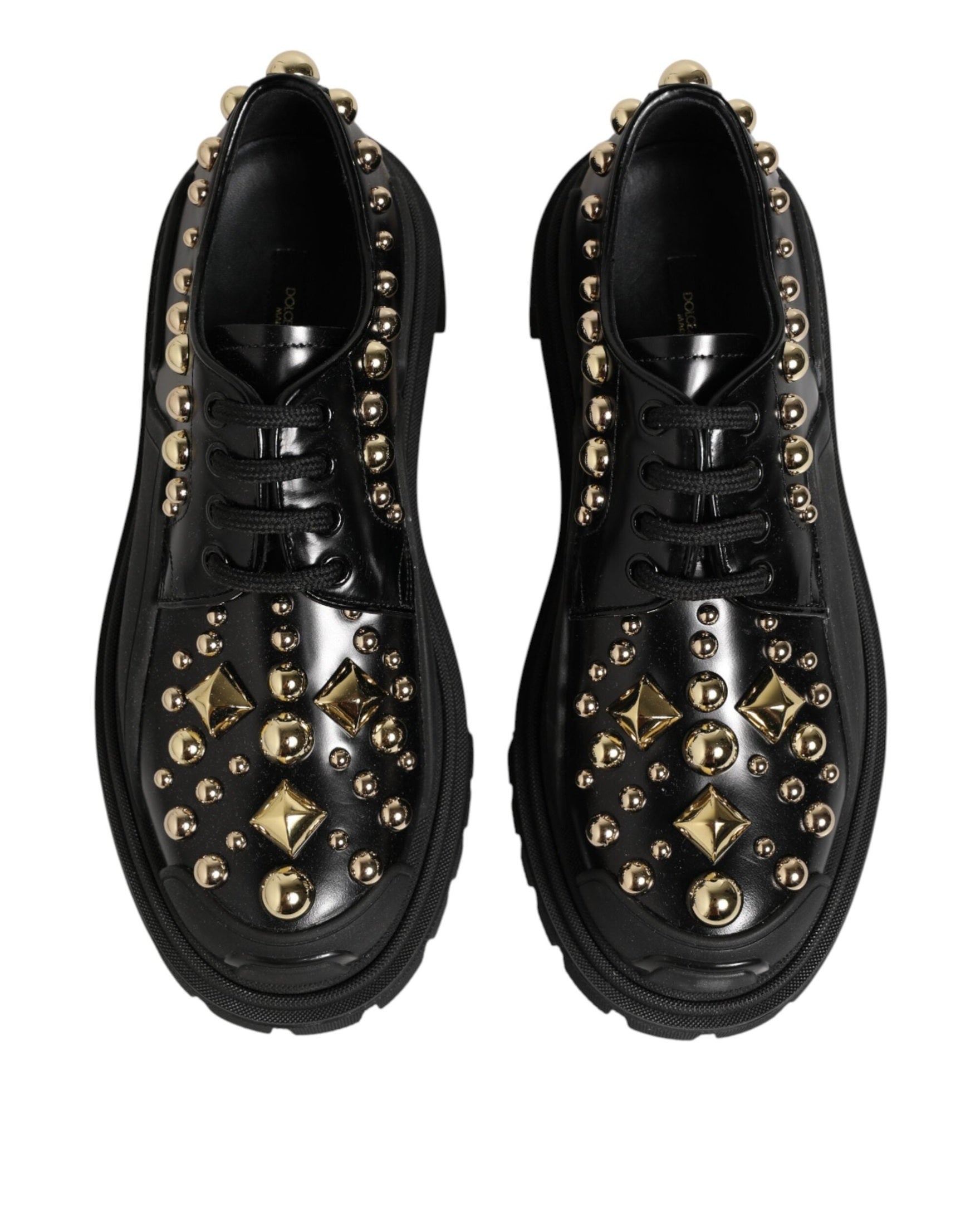 Dolce & Gabbana Black Leather Jeweled Crystals Derby Shoes Glam Steals