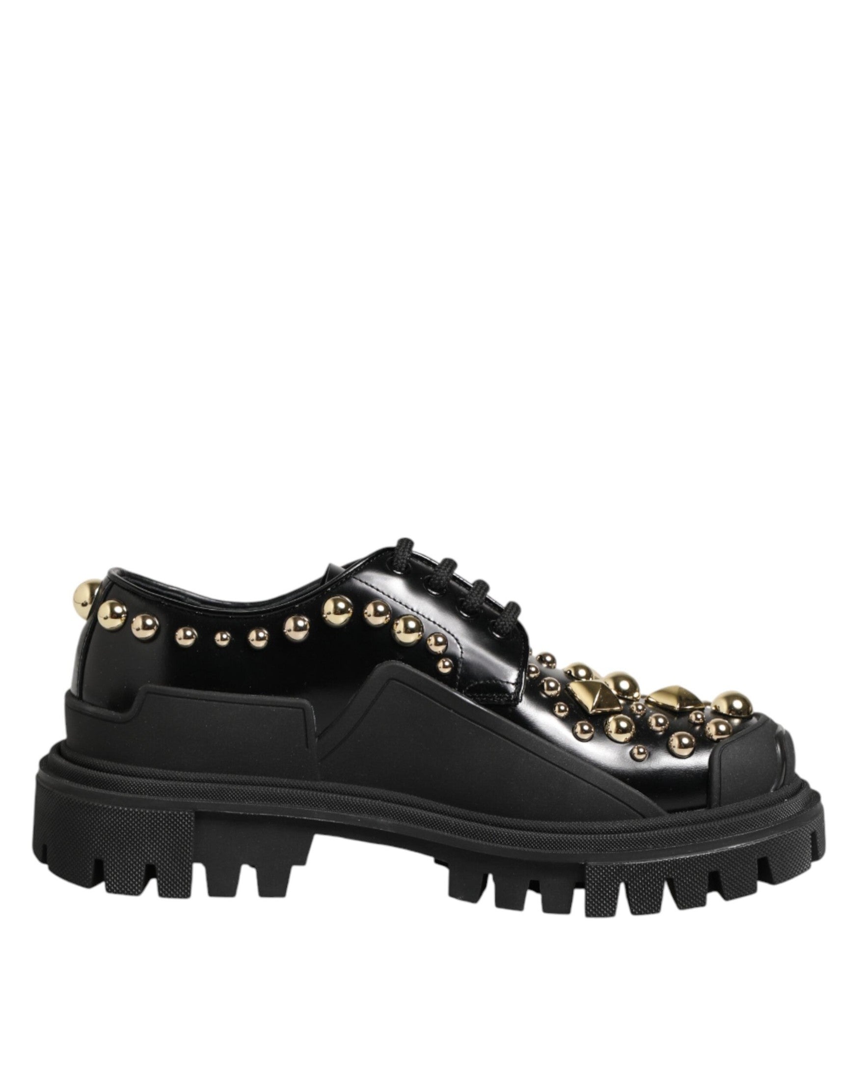Dolce & Gabbana Black Leather Jeweled Crystals Derby Shoes Glam Steals