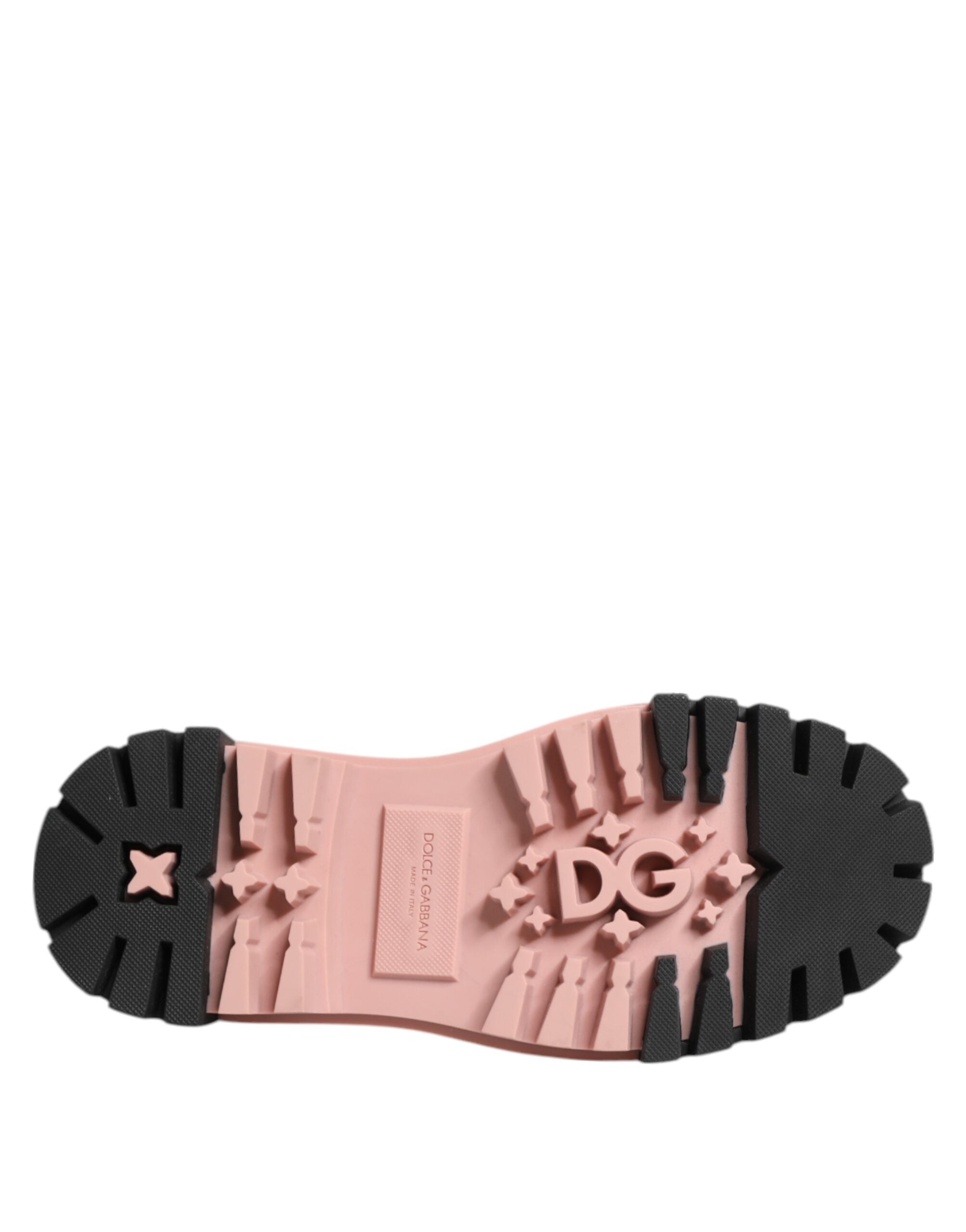 Dolce & Gabbana Black Leather Light Powder Pink Lace Up Shoes Glam Steals