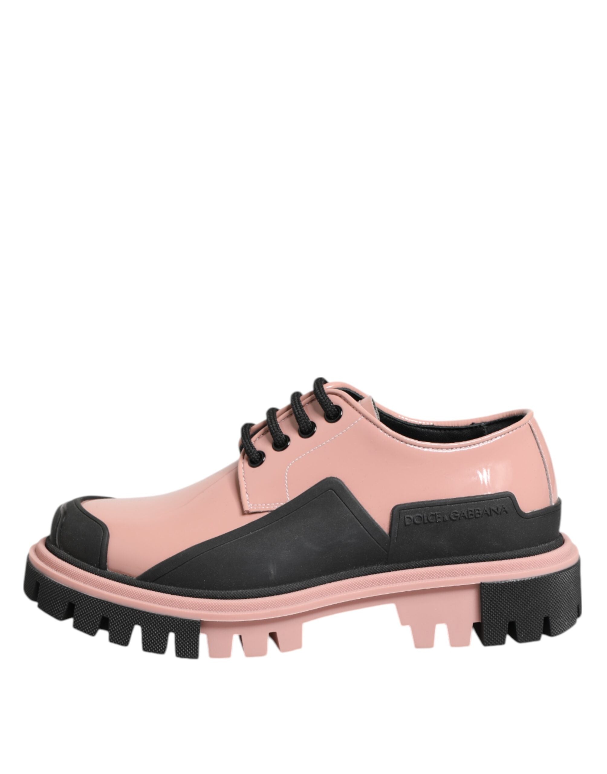 Dolce & Gabbana Black Leather Light Powder Pink Lace Up Shoes Glam Steals