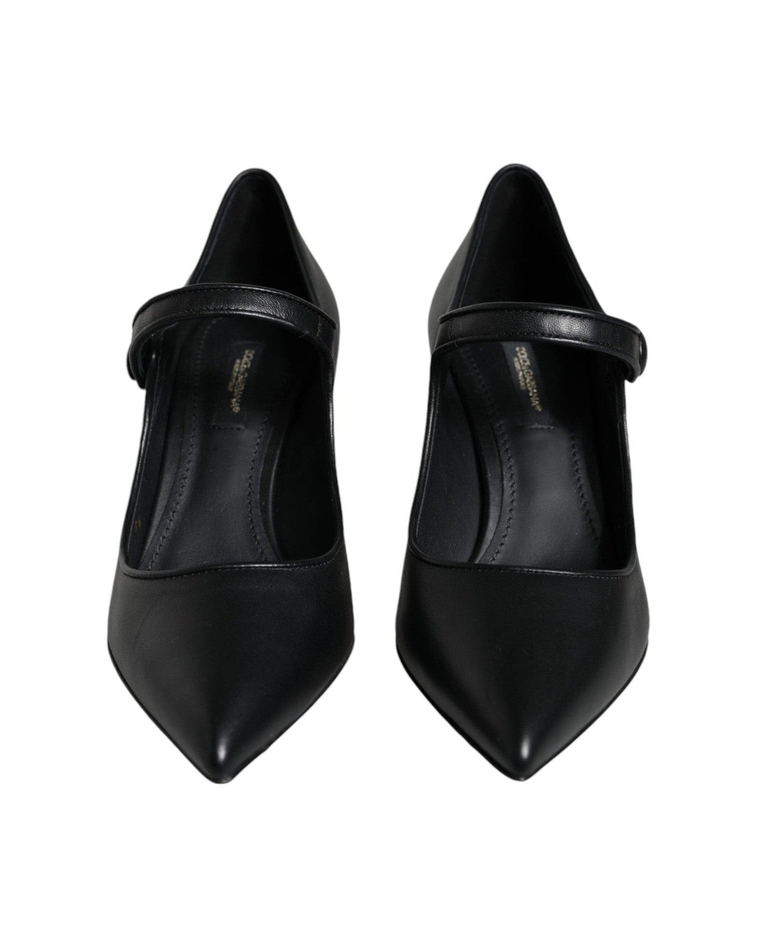 Dolce & Gabbana Black Leather Logo Heels Heels