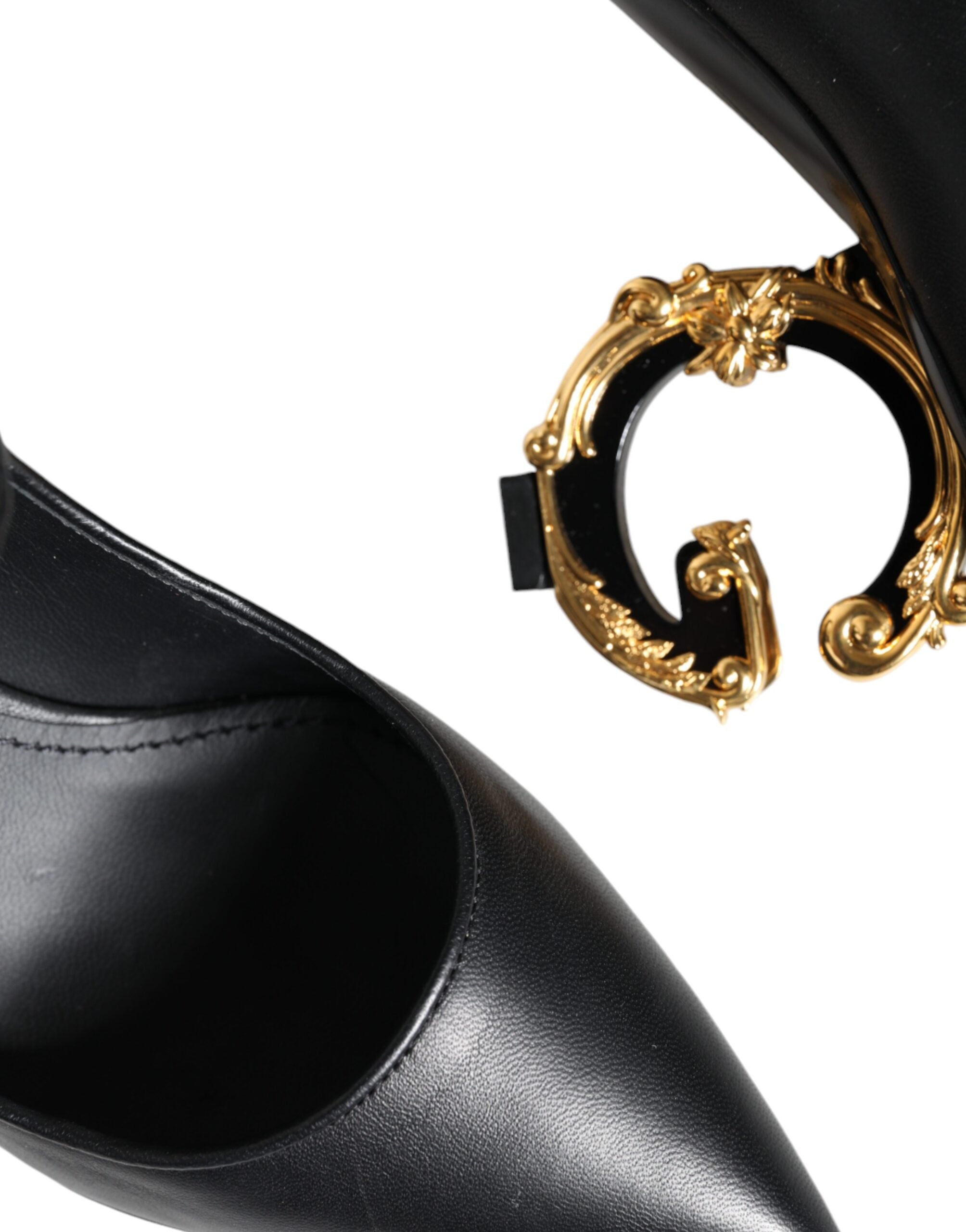Dolce & Gabbana Black Leather Logo Heels Mary Janes Pumps Shoes Glam Steals