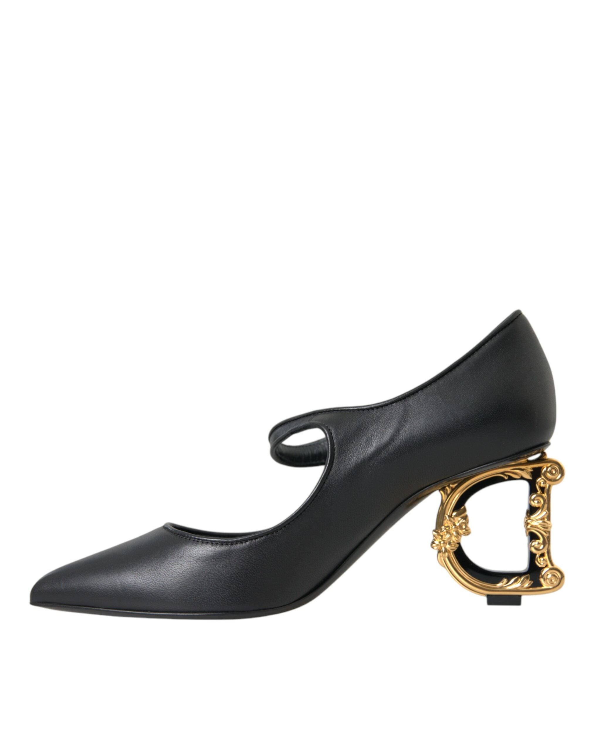 Dolce & Gabbana Black Leather Logo Heels Mary Janes Pumps Shoes Glam Steals
