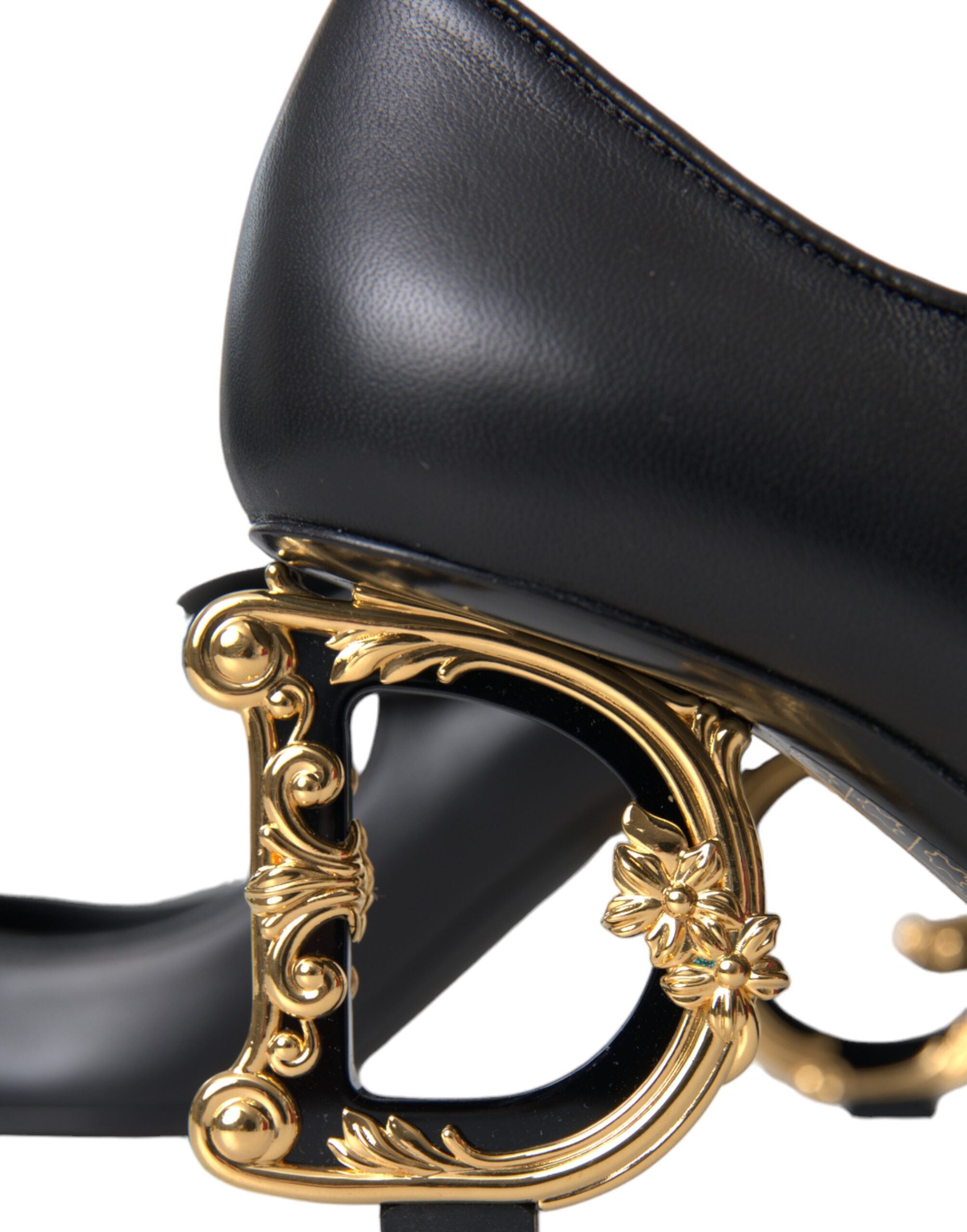 Dolce & Gabbana Black Leather Logo Heels Mary Janes Pumps Shoes Glam Steals