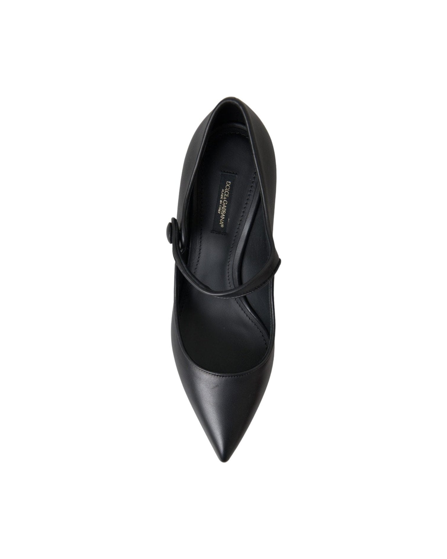 Dolce & Gabbana Black Leather Logo Heels Mary Janes Pumps Shoes Heels