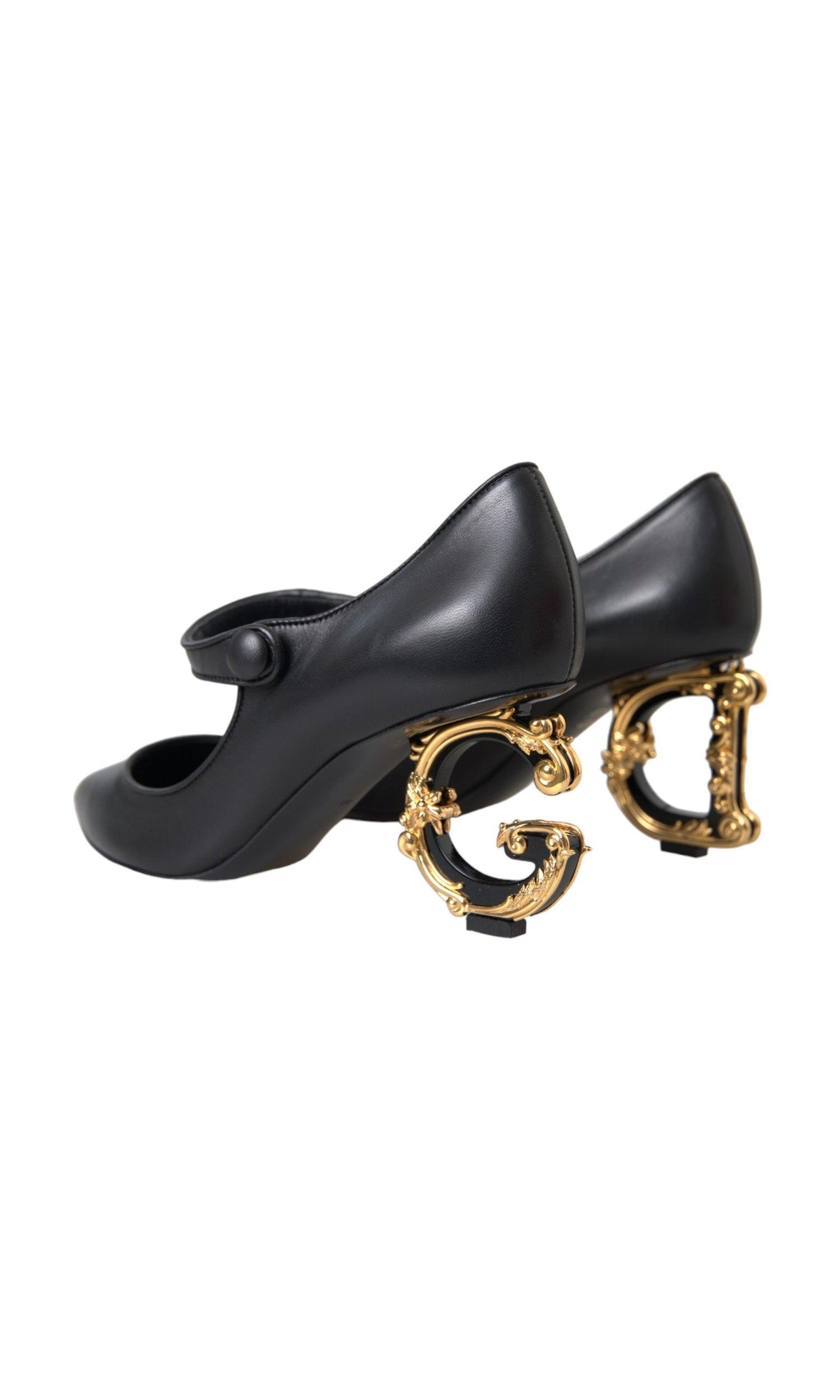 Dolce & Gabbana Black Leather Logo Heels Mary Janes Pumps Shoes Glam Steals