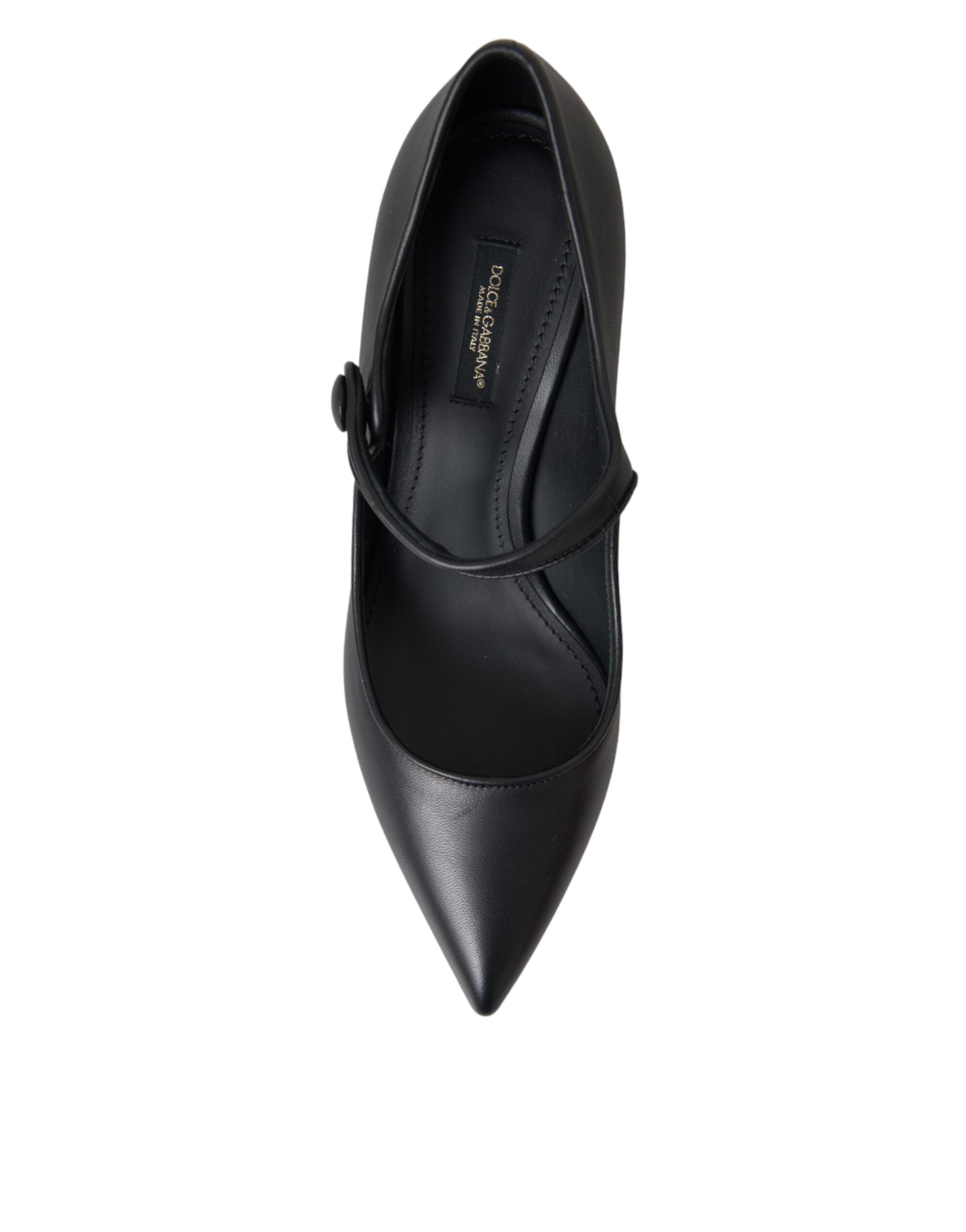 Dolce & Gabbana Black Leather Logo Heels Mary Janes Pumps Shoes Glam Steals