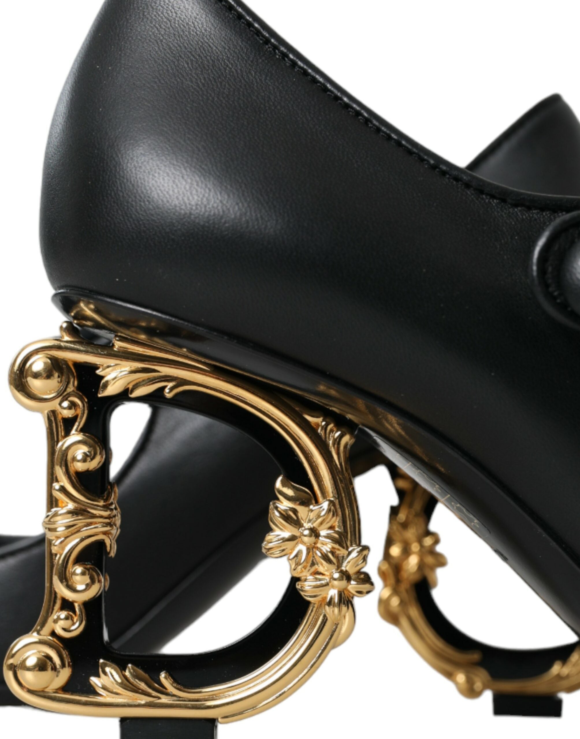 Dolce & Gabbana Black Leather Logo Heels Mary Janes Pumps Shoes Glam Steals