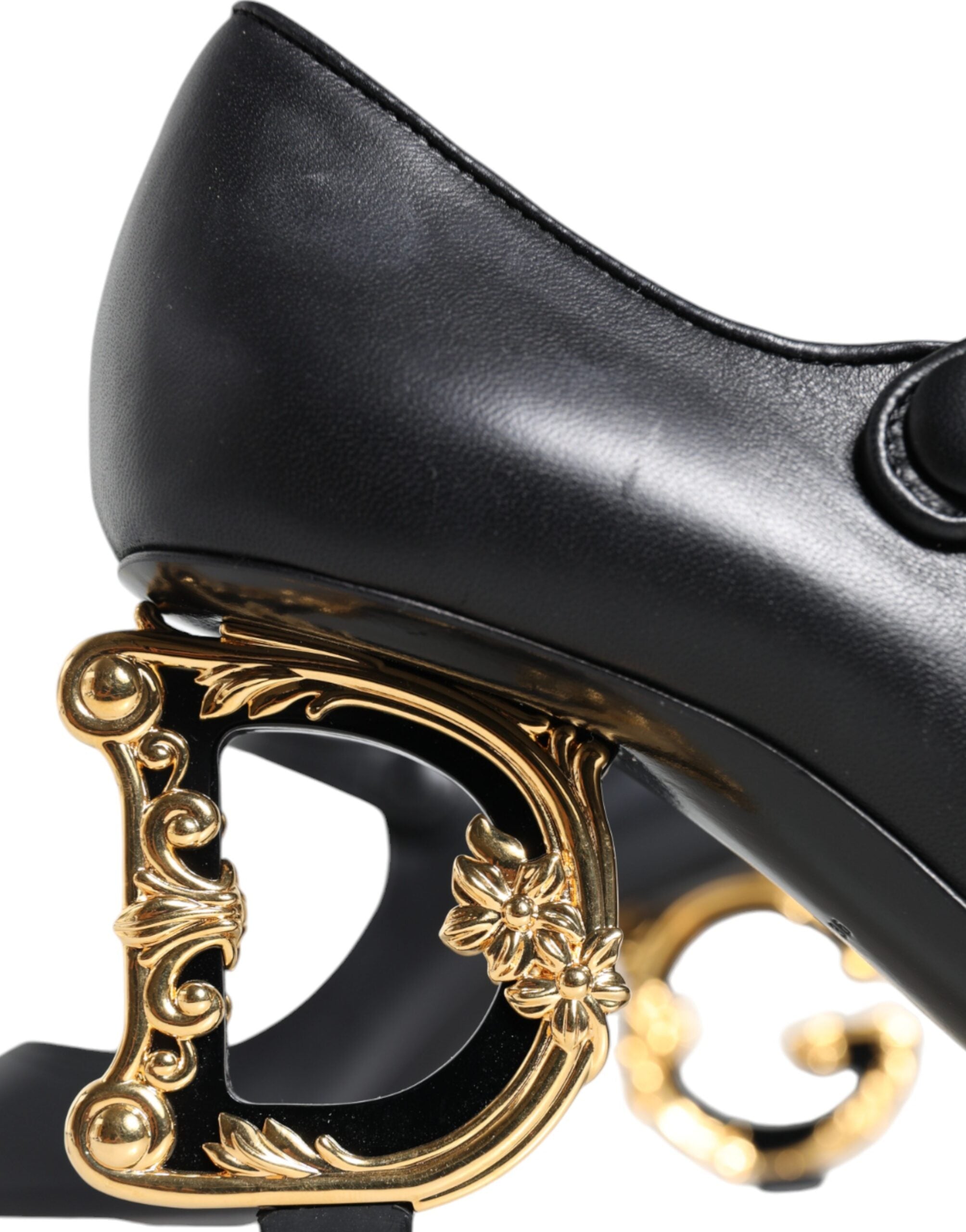 Dolce & Gabbana Black Leather Logo Heels Mary Janes Pumps Shoes Glam Steals