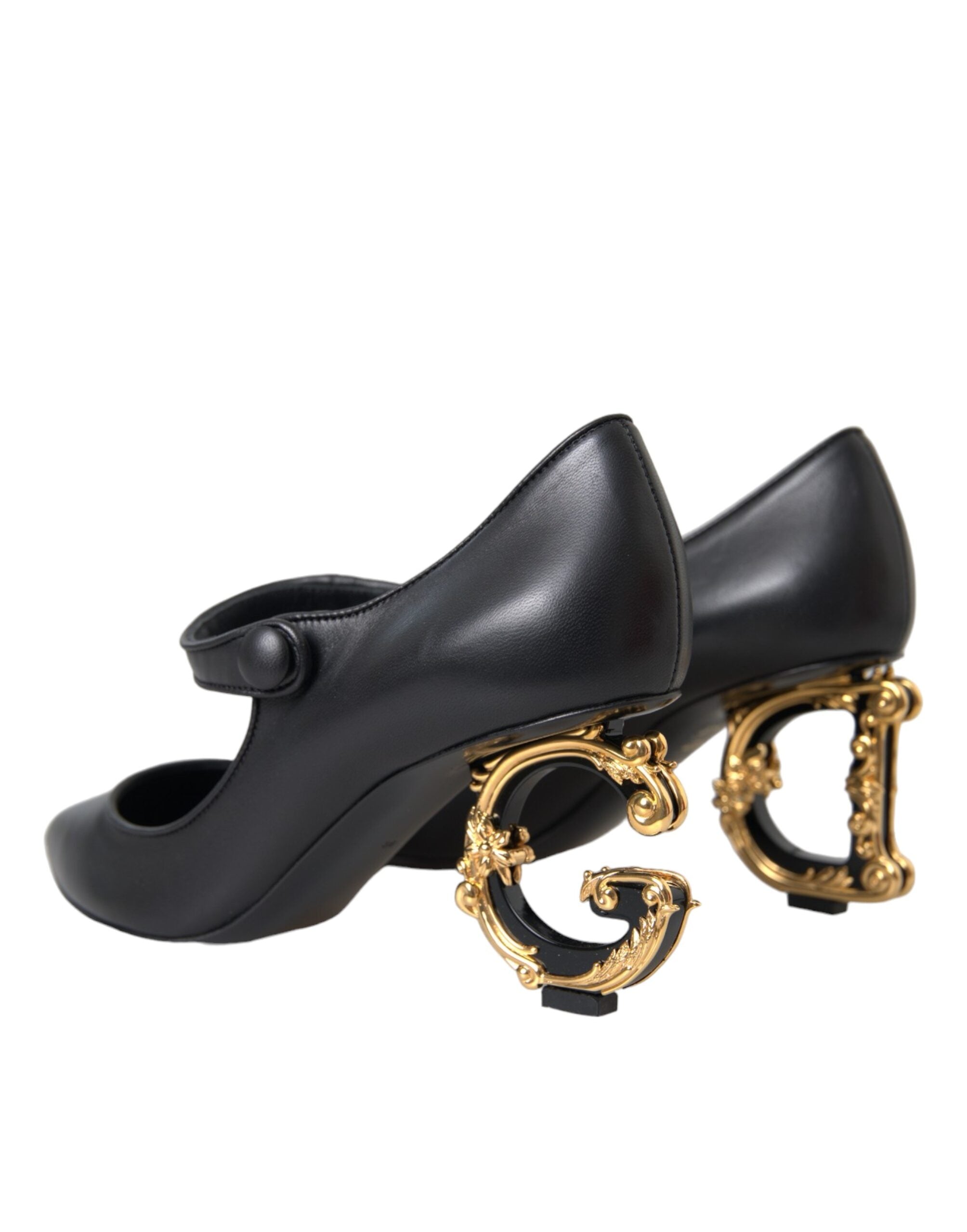 Dolce & Gabbana Black Leather Logo Heels Mary Janes Pumps Shoes Glam Steals