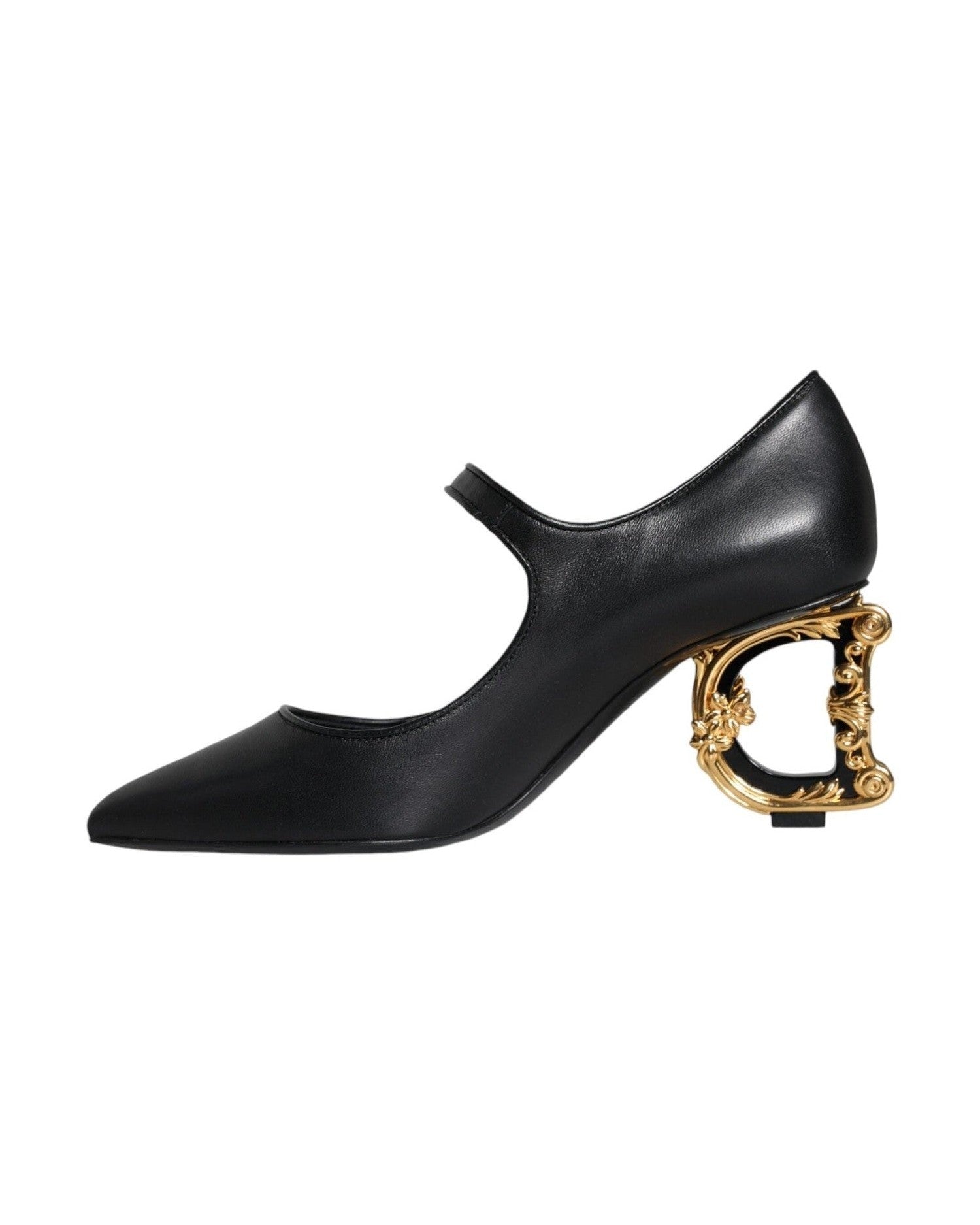 Dolce & Gabbana Black Leather Logo Heels Mary Janes Pumps Shoes Glam Steals