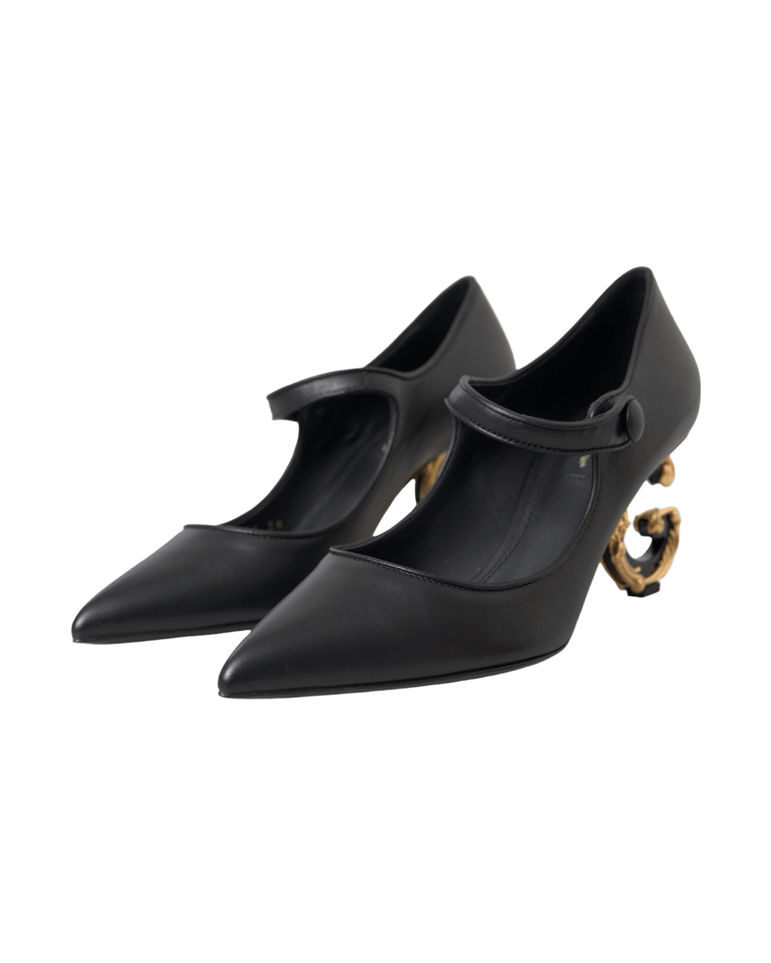 Dolce & Gabbana Black Leather Logo Heels Mary Janes Pumps Shoes Glam Steals