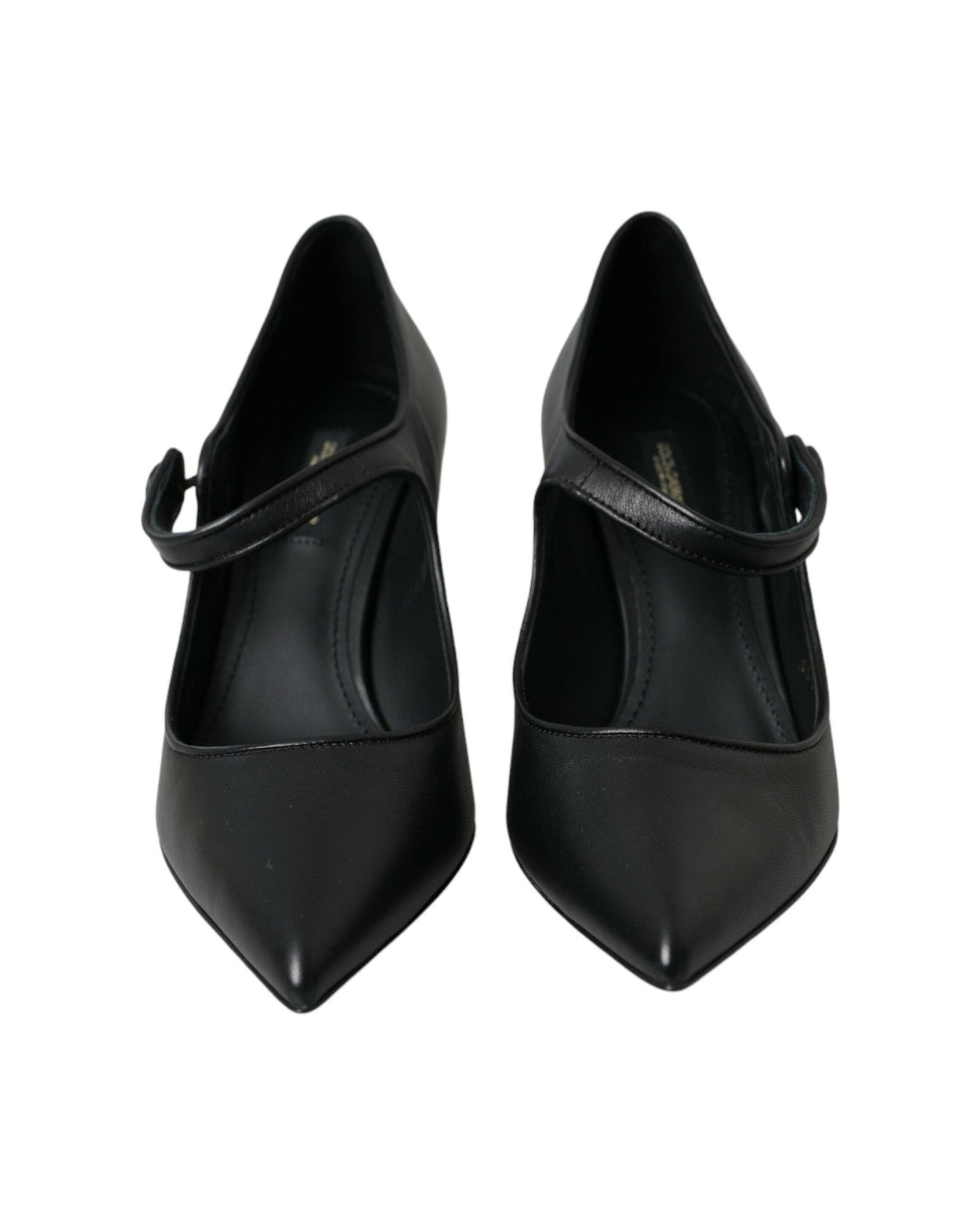 Dolce & Gabbana Black Leather Logo Heels Mary Janes Pumps Shoes Glam Steals