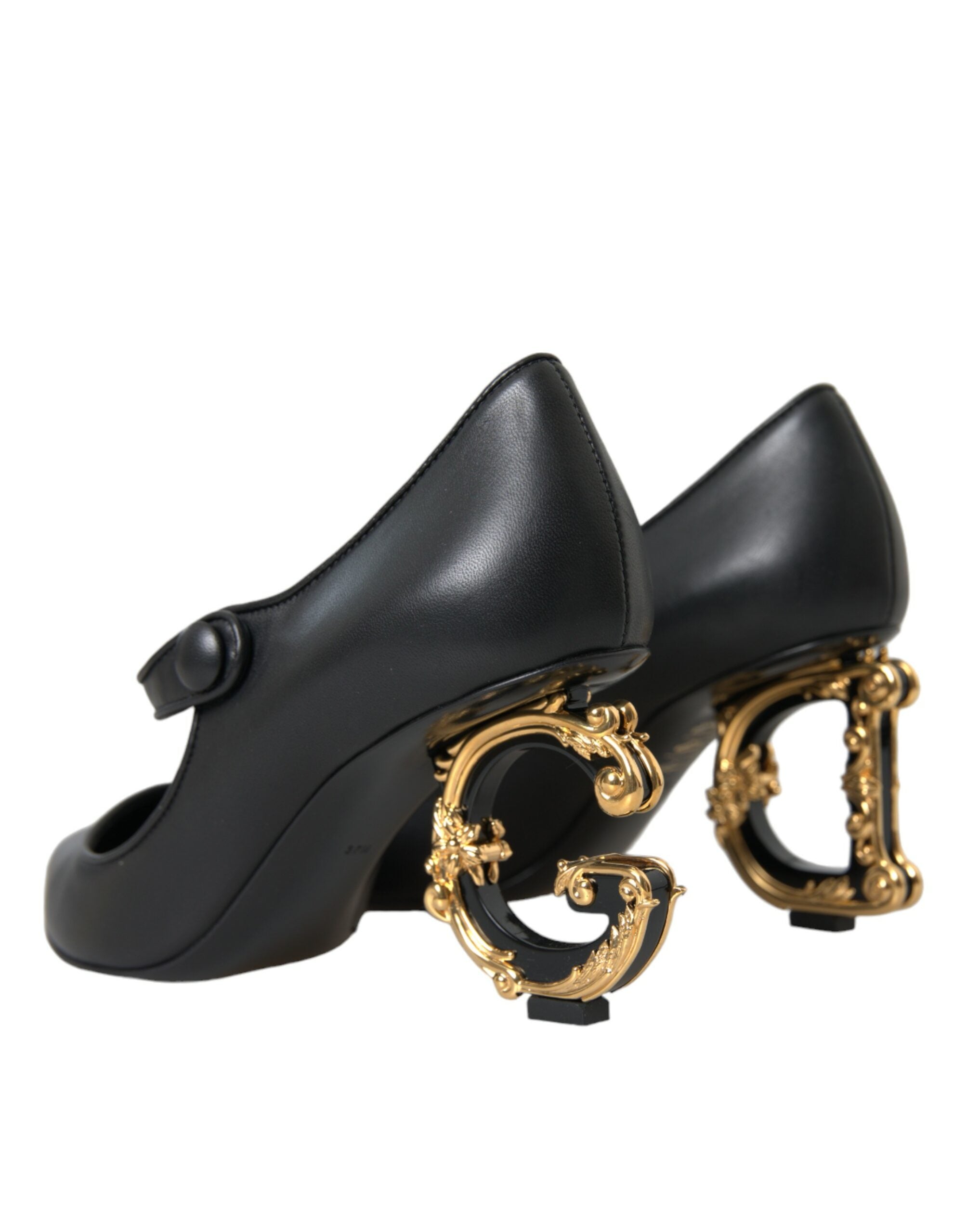Dolce & Gabbana Black Leather Logo Heels Mary Janes Pumps Shoes Glam Steals