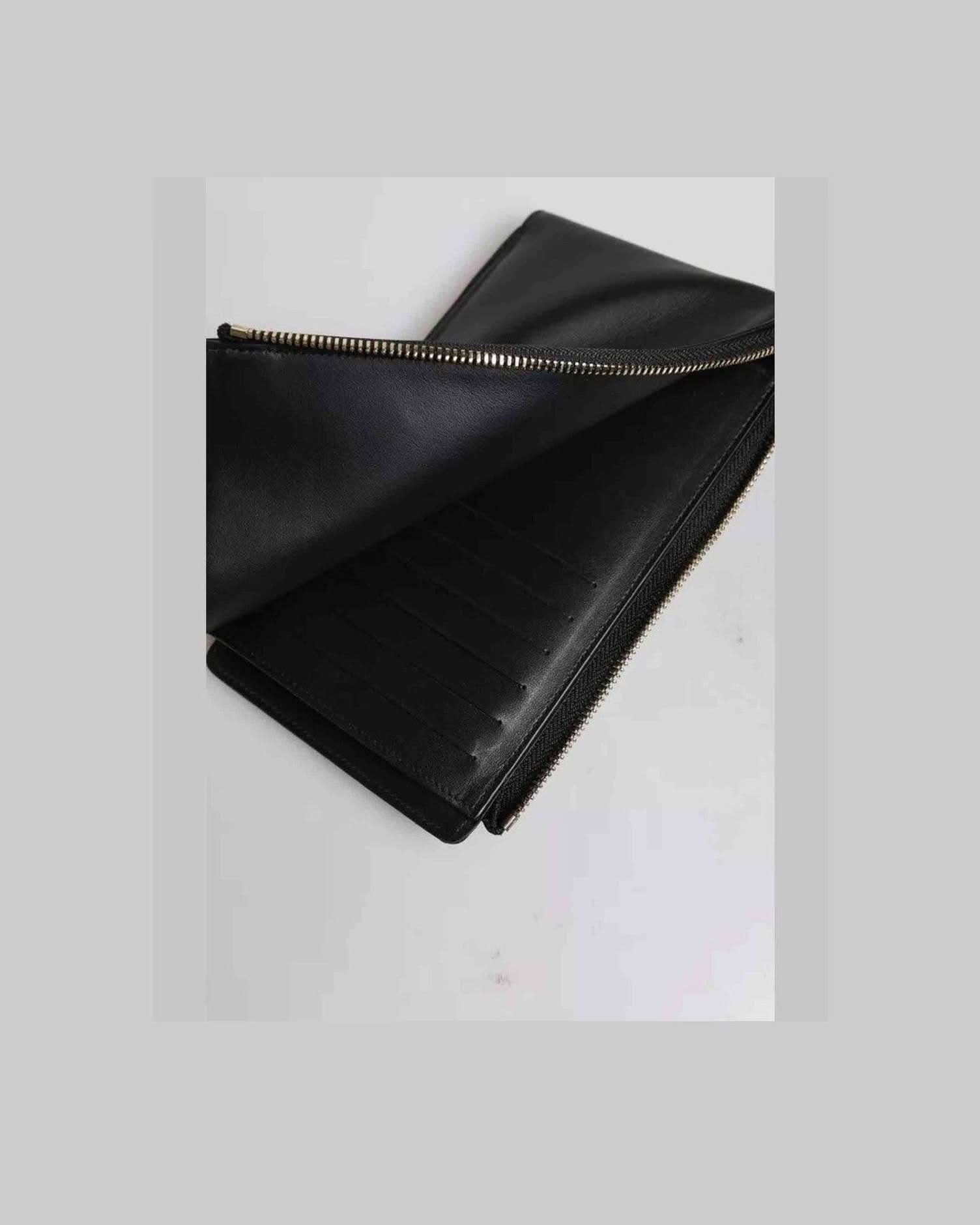 Dolce & Gabbana Black Leather Logo Plaque Neck Strap Card Coin Wallet Wallets
