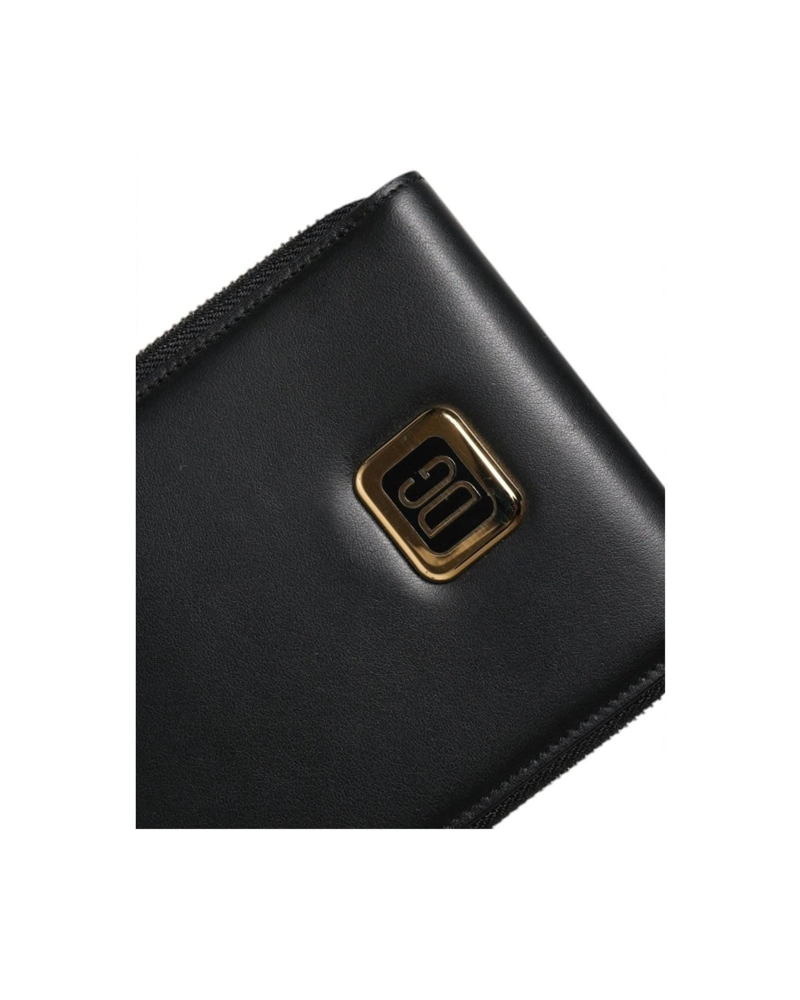 Dolce & Gabbana Black Leather Logo Plaque Neck Strap Card Coin Wallet Wallets