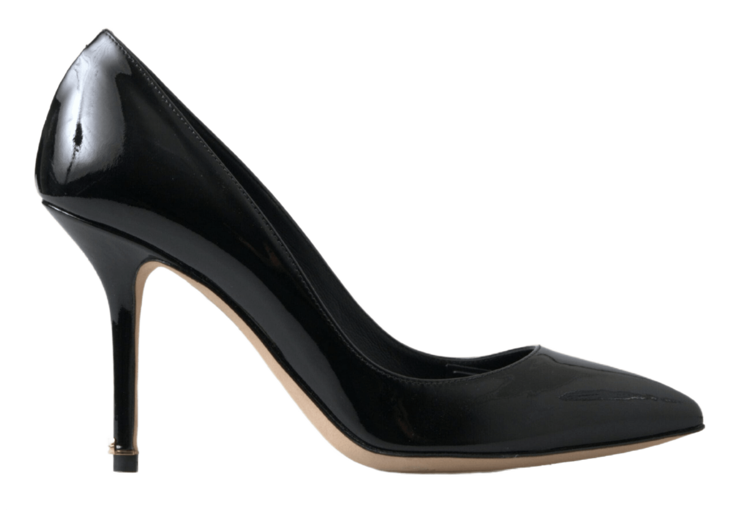 Dolce & Gabbana Black Leather Patent High Heels Pumps Shoes Glam Steals
