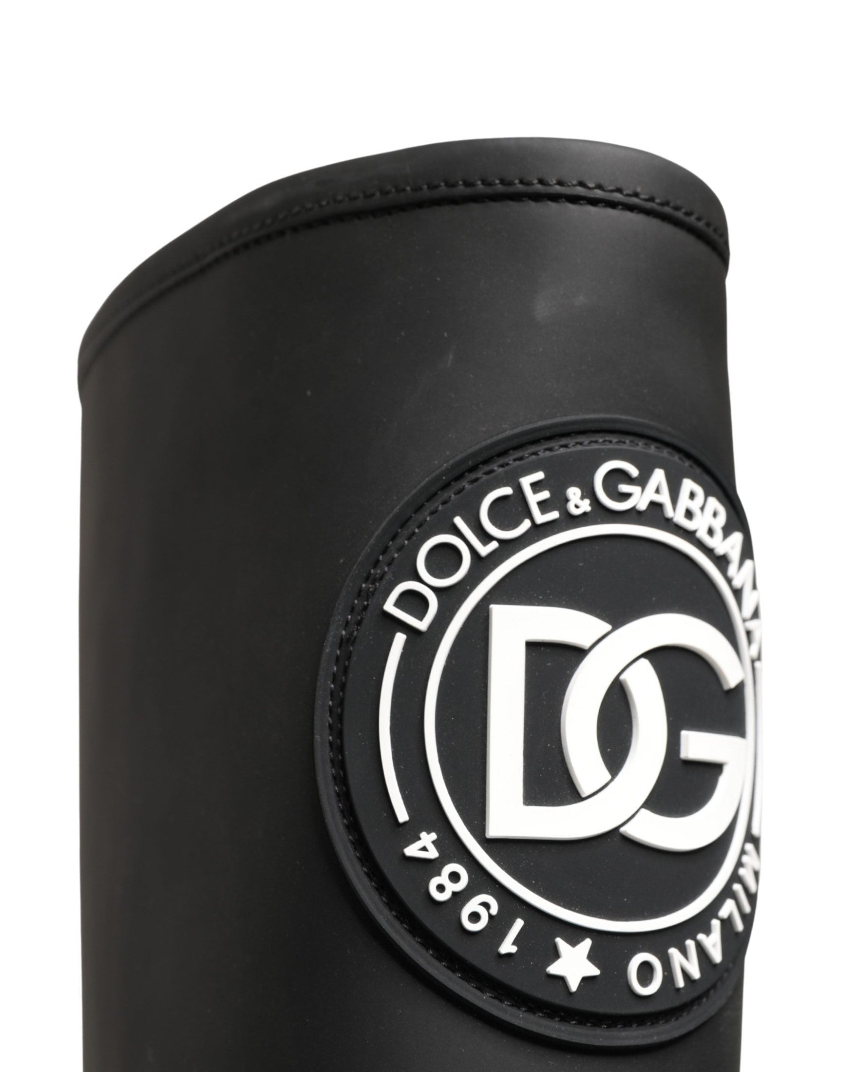 Dolce & Gabbana Black Leather Rubberised High Boots