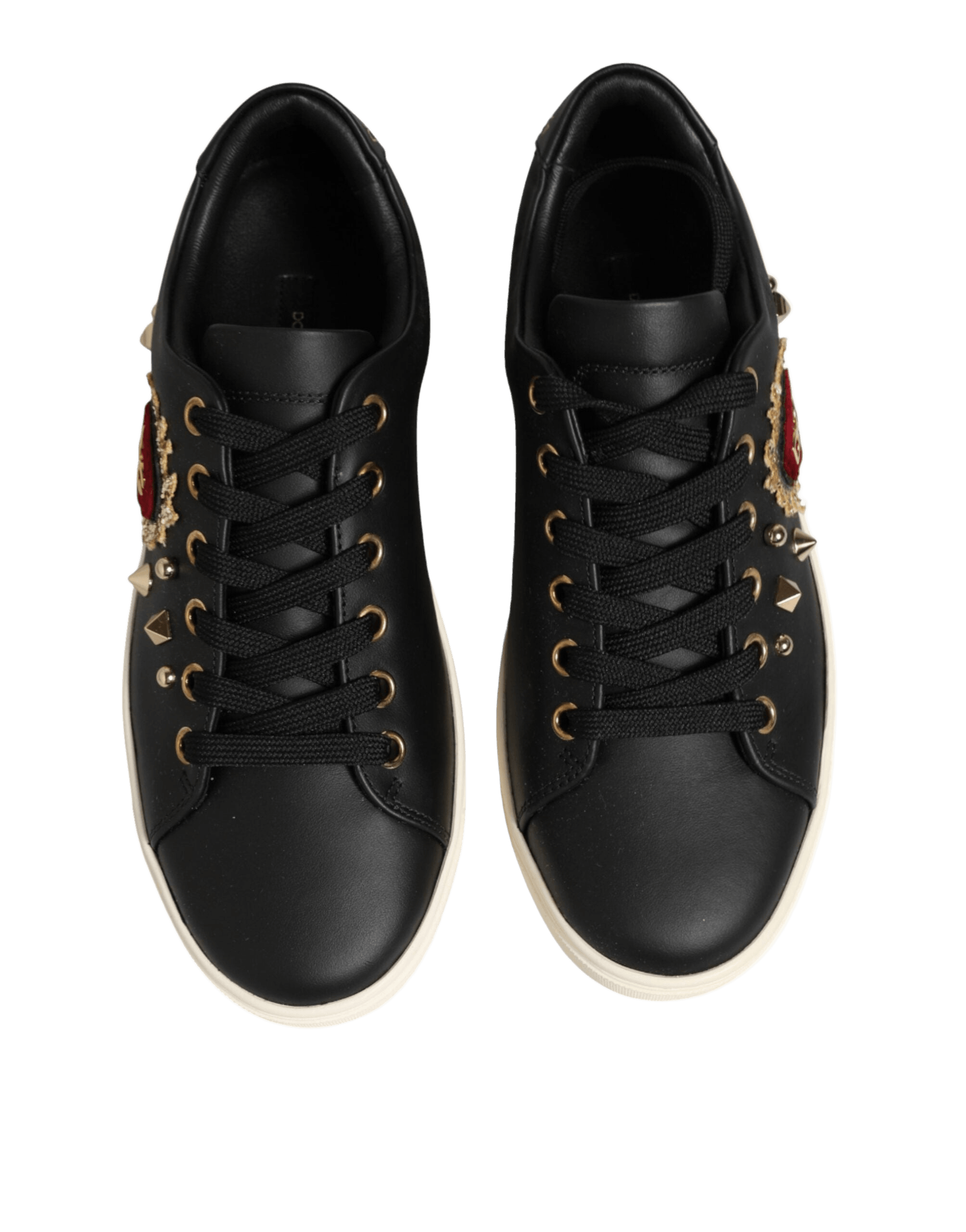 Dolce & Gabbana Black Leather Sacred Heart Sneakers Shoes Glam Steals