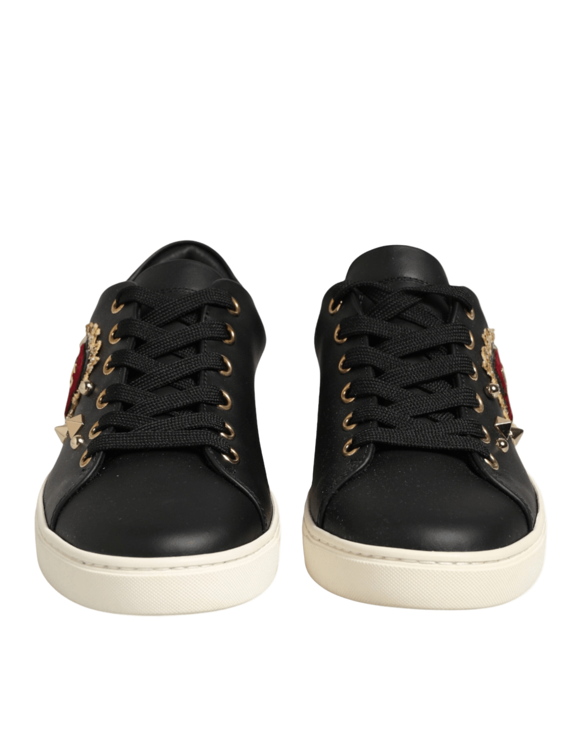 Dolce & Gabbana Black Leather Sacred Heart Sneakers Shoes Glam Steals