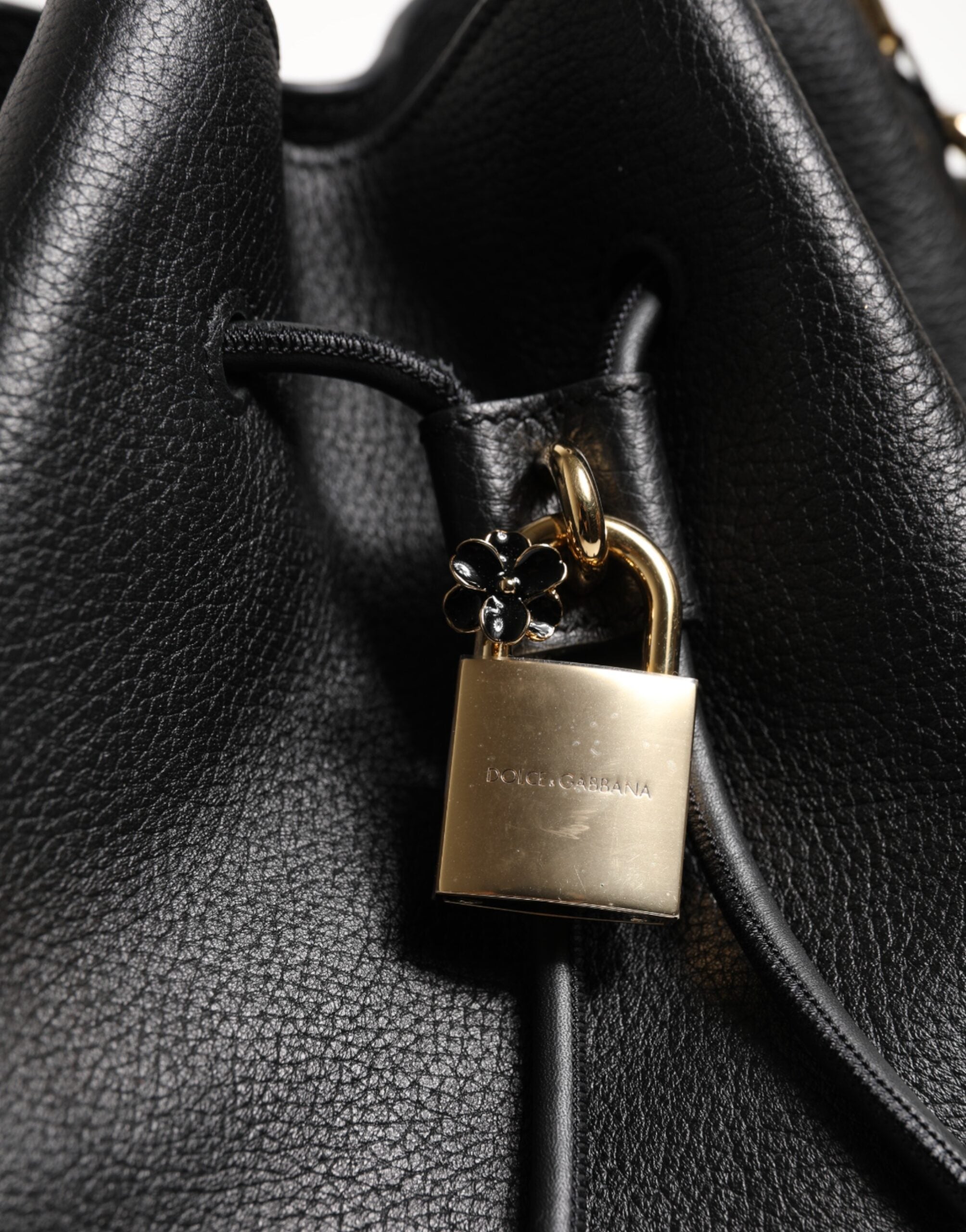 Dolce & Gabbana Black Leather Shoulder Crossbody Bucket Bag Glam Steals