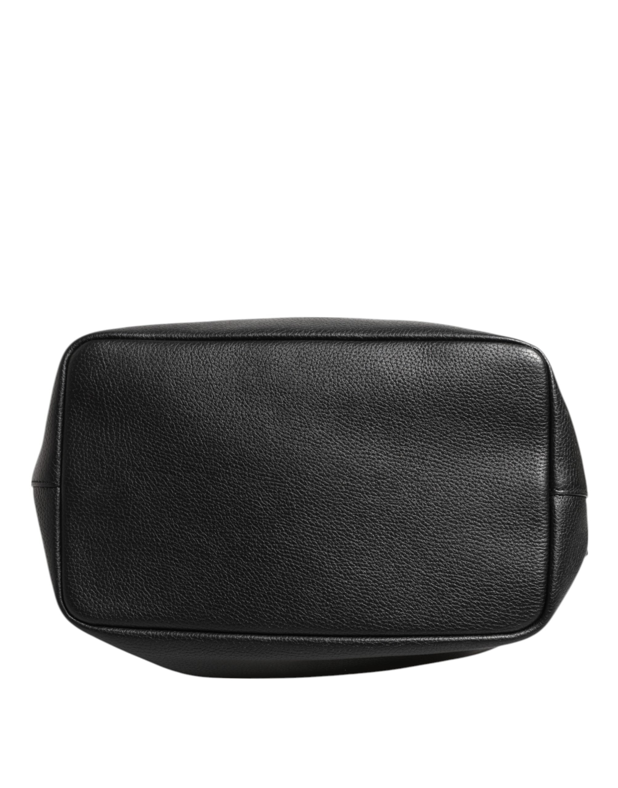 Dolce & Gabbana Black Leather Shoulder Crossbody Bucket Bag Glam Steals