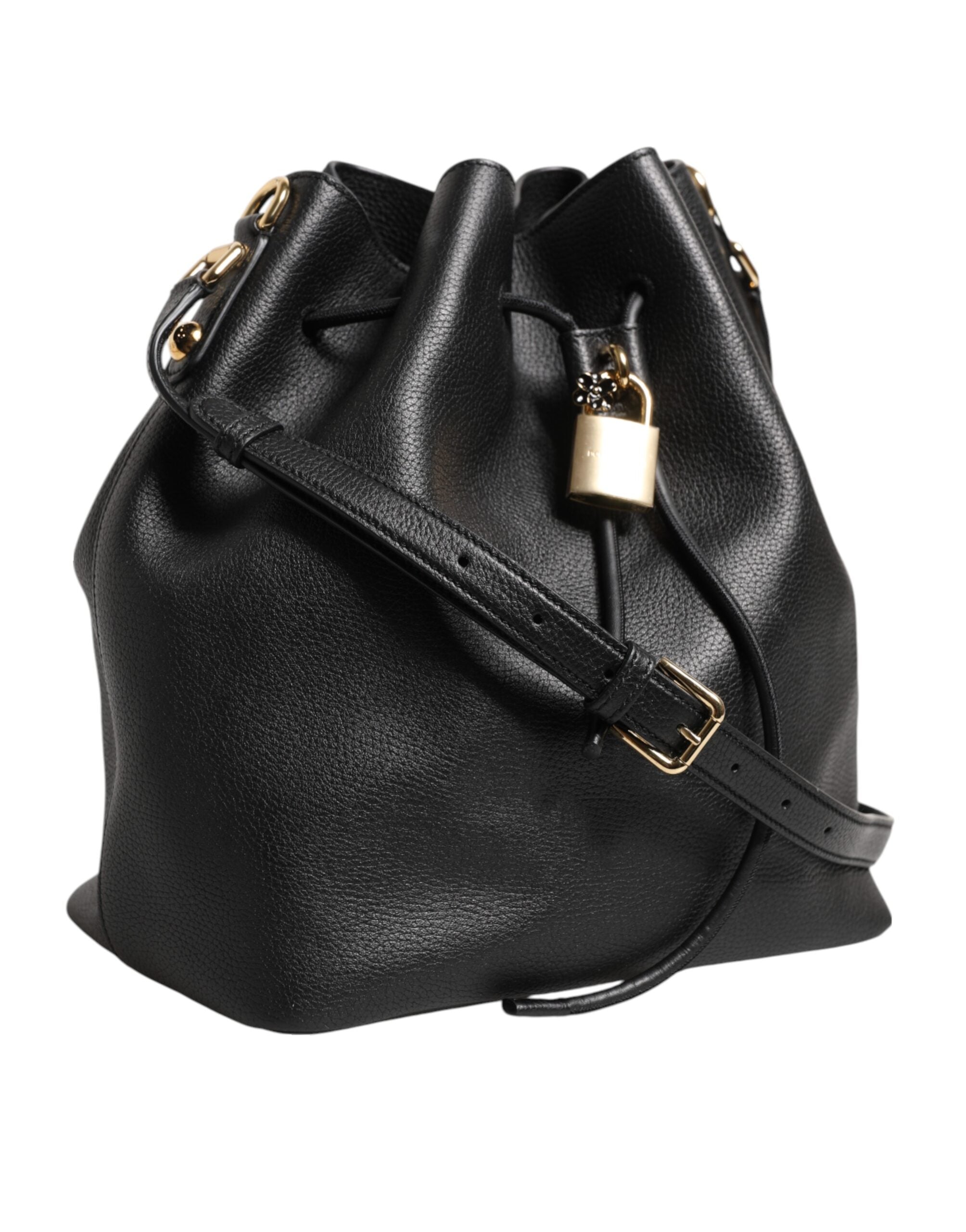 Dolce & Gabbana Black Leather Shoulder Crossbody Bucket Bag Glam Steals