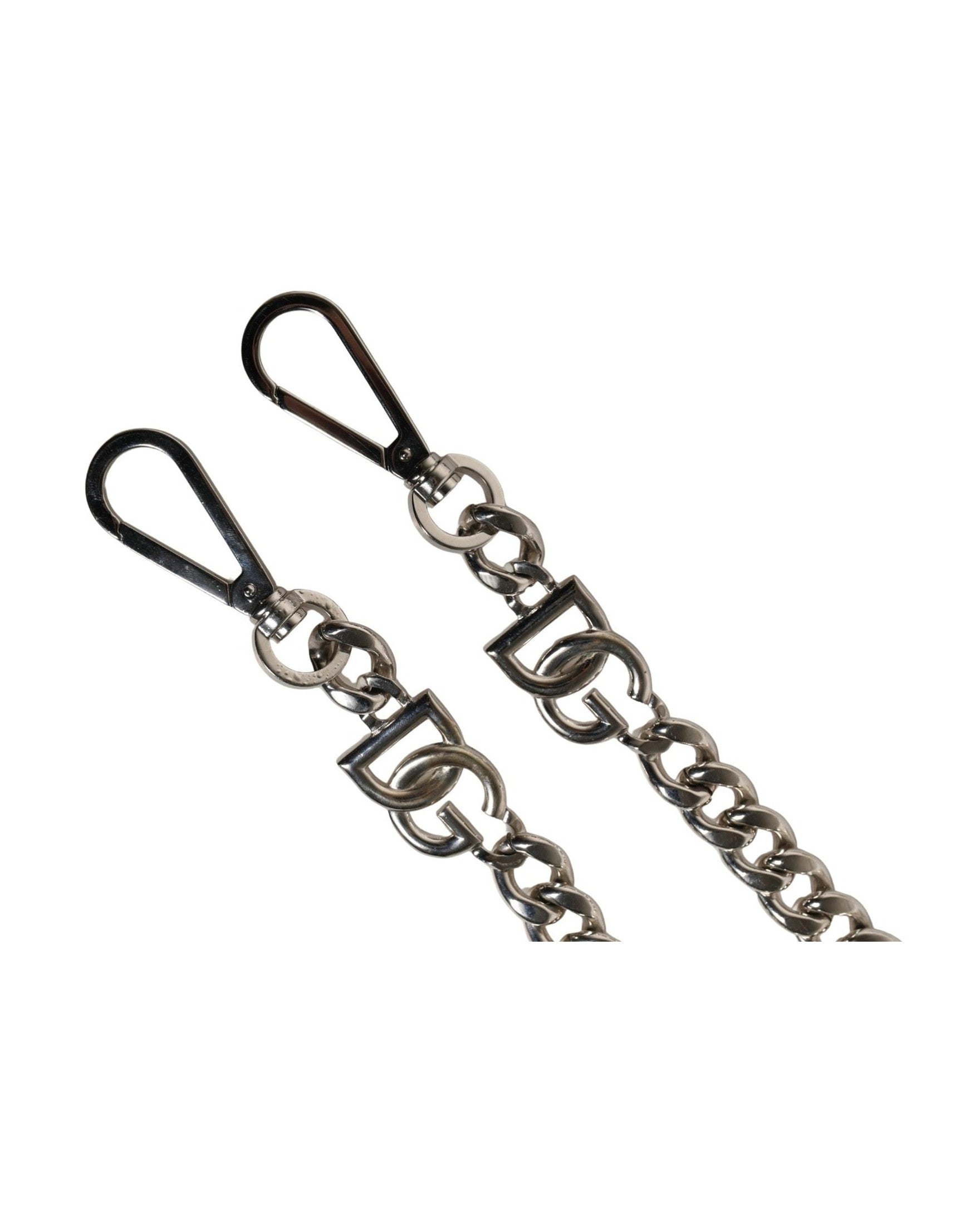 Dolce & Gabbana Black Leather Silver Chain Bag Accessory Shoulder Strap Glam Steals