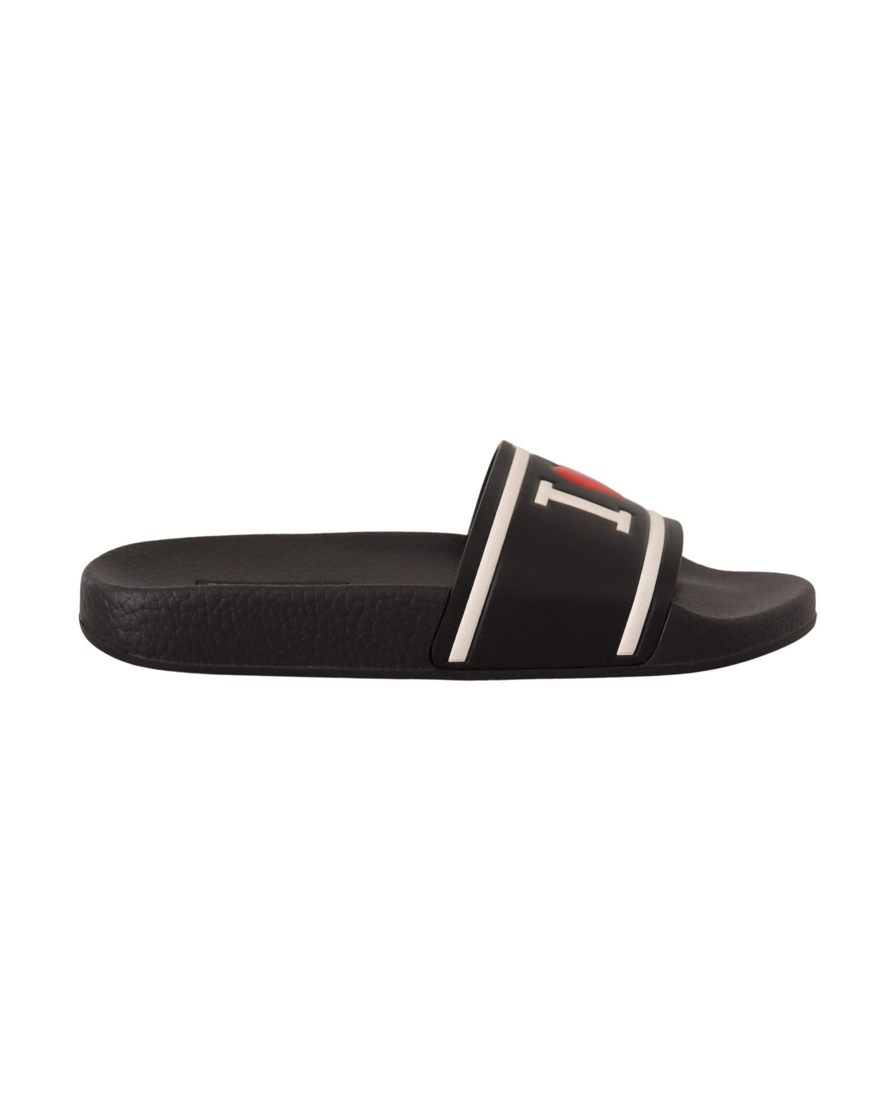 Dolce & Gabbana Black Leather Slides Sandals Sandals