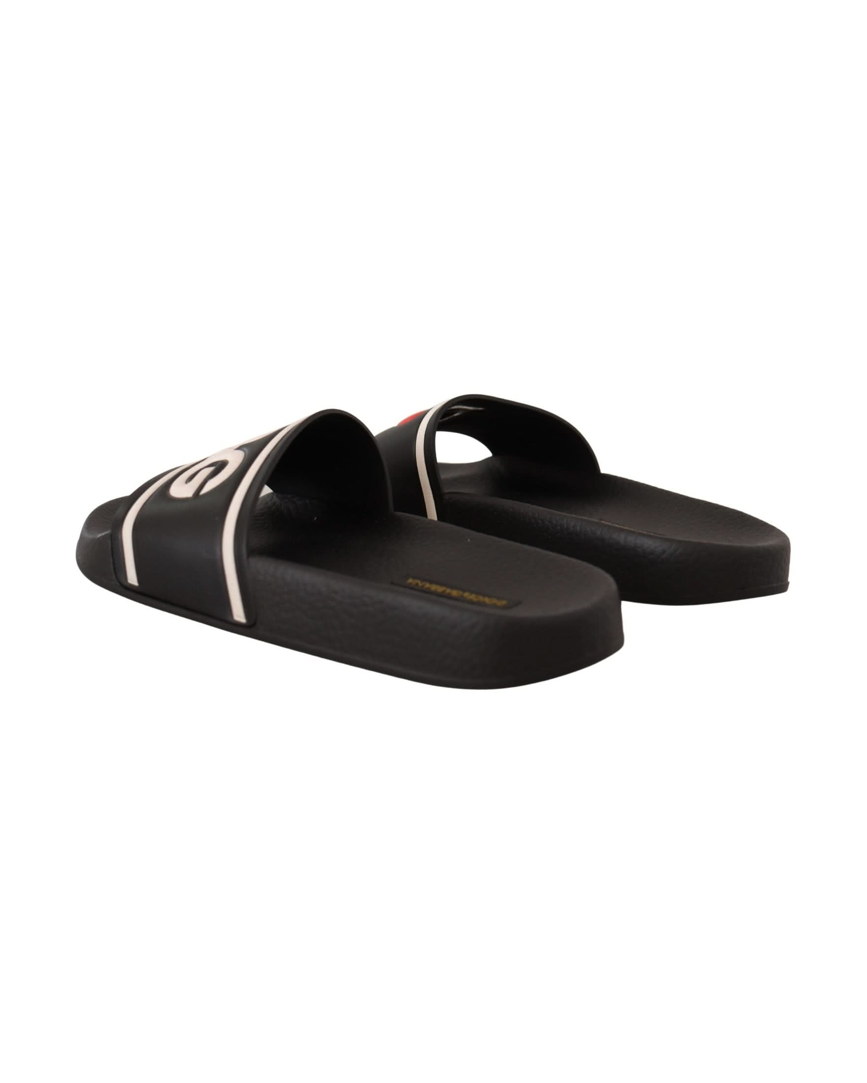 Dolce & Gabbana Black Leather Slides Sandals Sandals