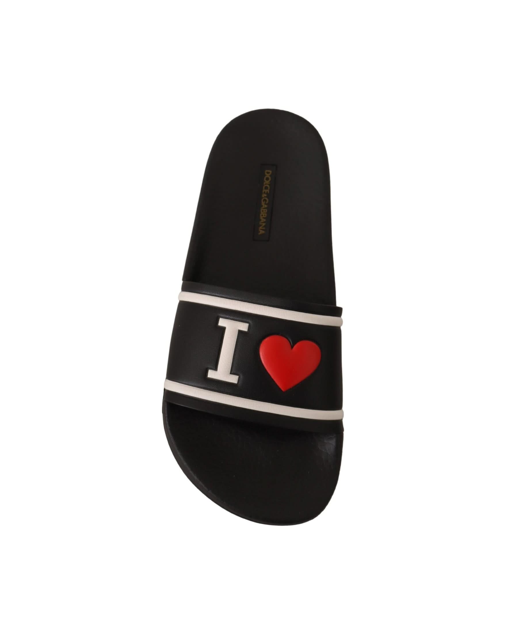 Dolce & Gabbana Black Leather Slides Sandals Sandals