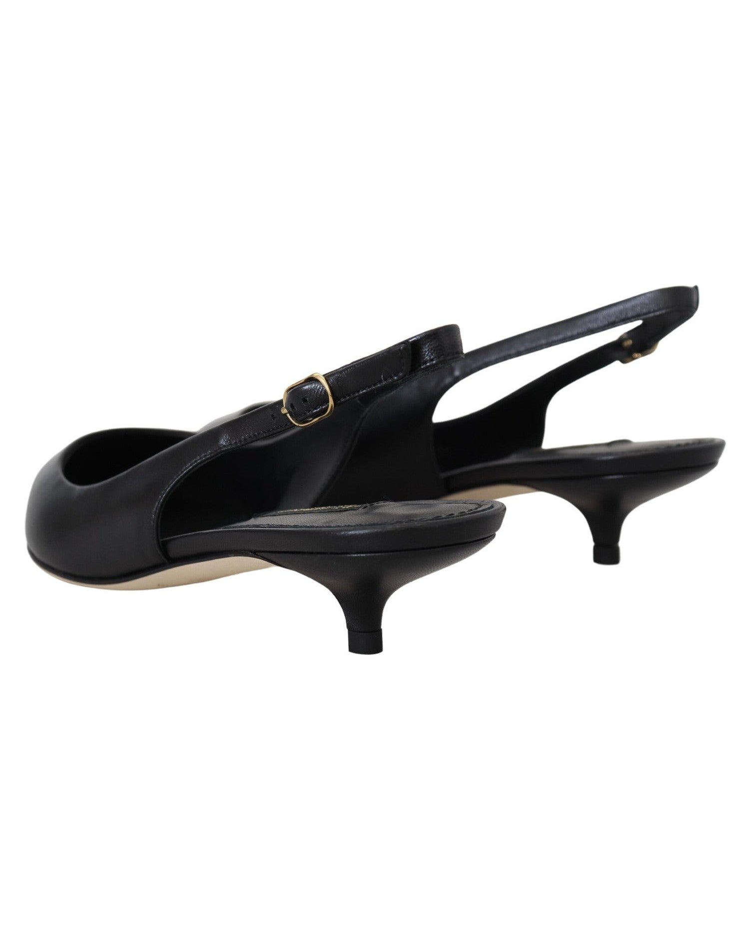 Dolce & Gabbana Black Leather Slingbacks Heels Pumps Shoes