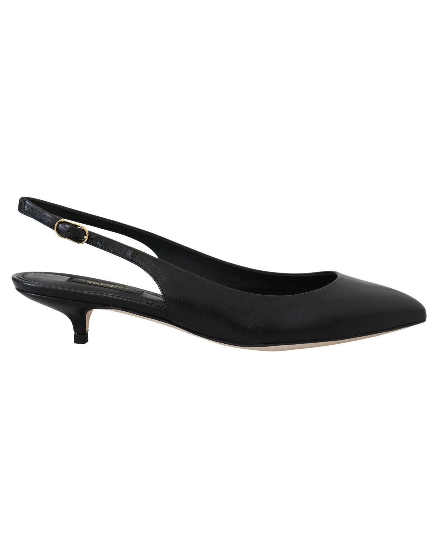 Dolce & Gabbana Black Leather Slingbacks Heels Pumps Shoes