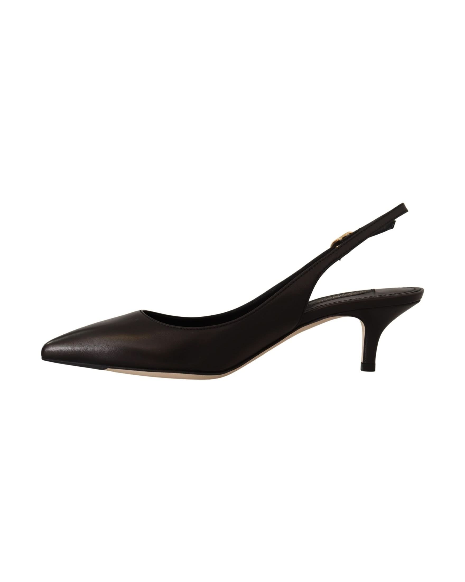Dolce & Gabbana Black Leather Slingbacks Heels Pumps Shoes Heels