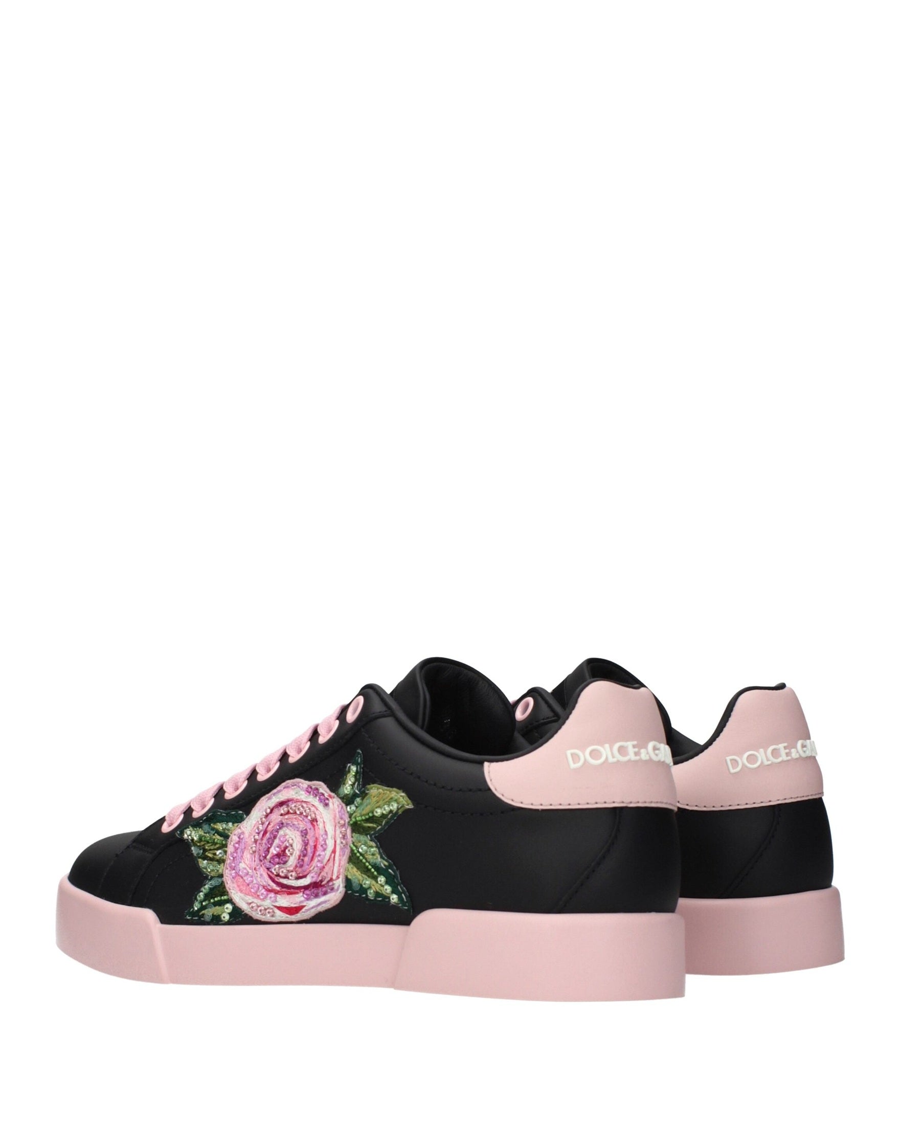 Dolce & Gabbana Black Leather Sneakers Glam Steals