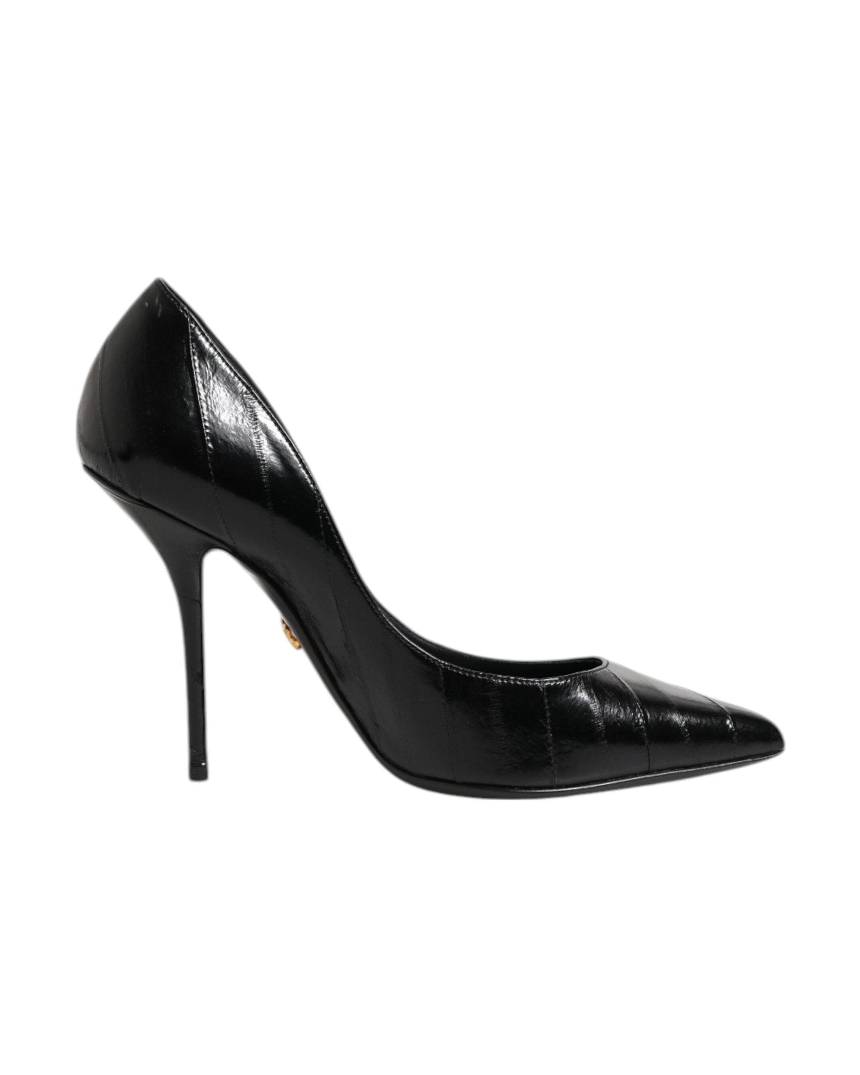 Dolce & Gabbana Black Leather Stiletto High Heels Heels