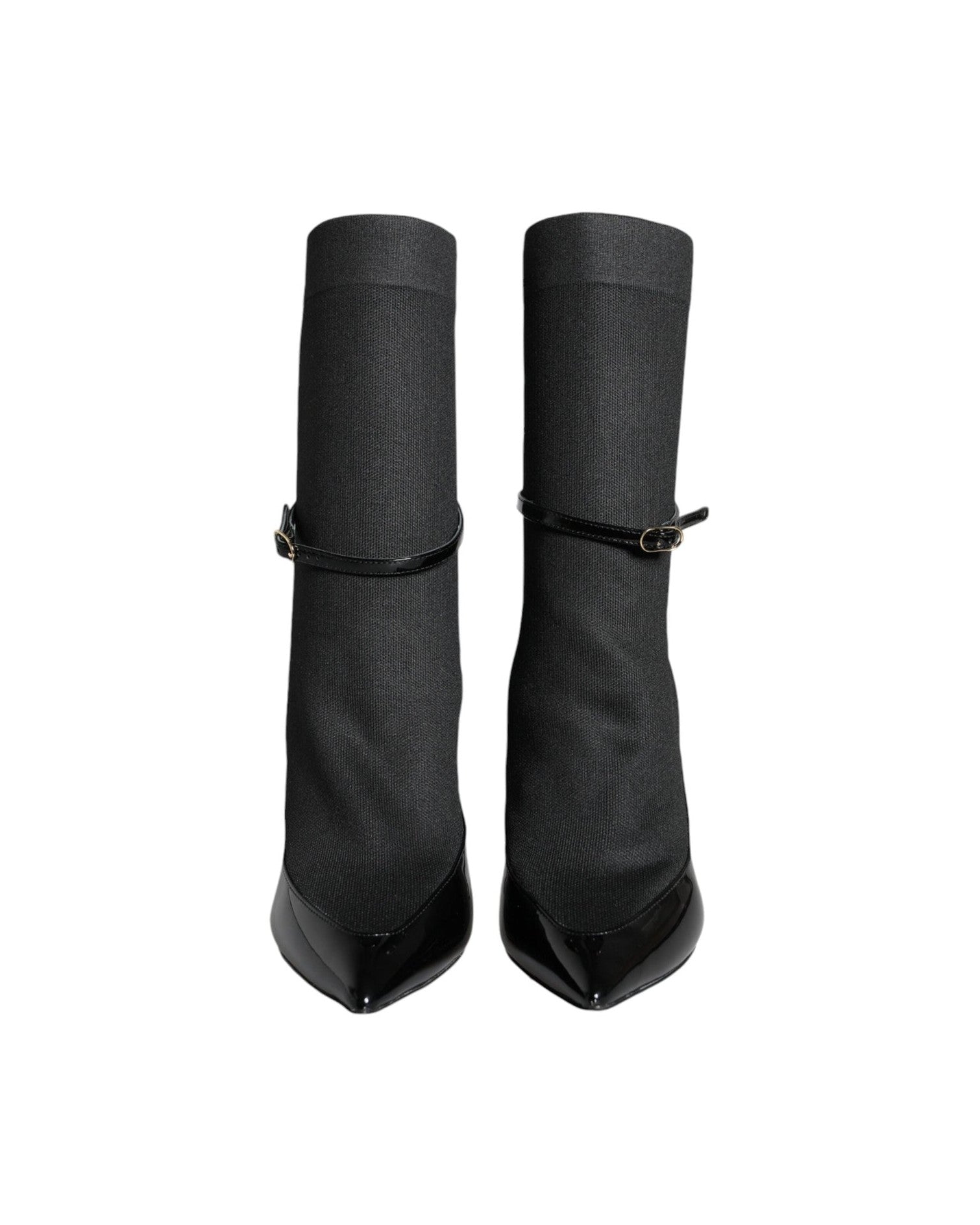Dolce & Gabbana Black Leather Stilettos Booties Socks Shoes Boots