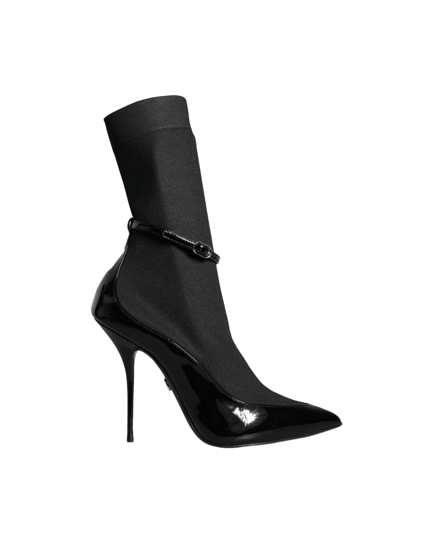 Dolce & Gabbana Black Leather Stilettos Booties Socks Shoes Boots