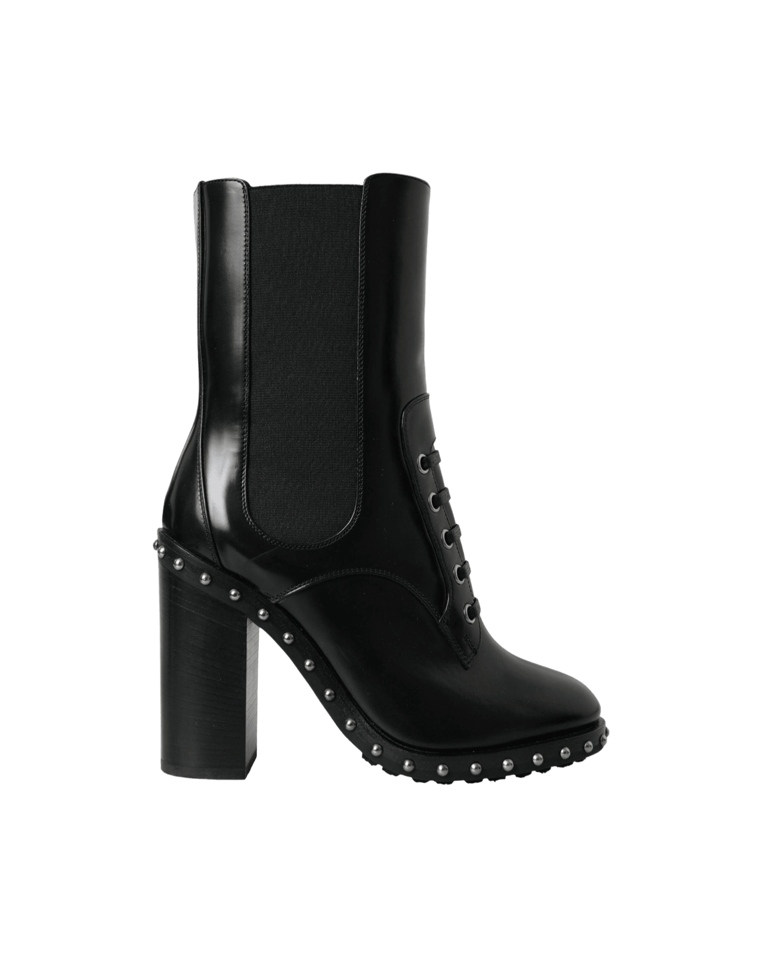 Dolce & Gabbana Black Leather Studded Lace Up Boots Shoes Glam Steals