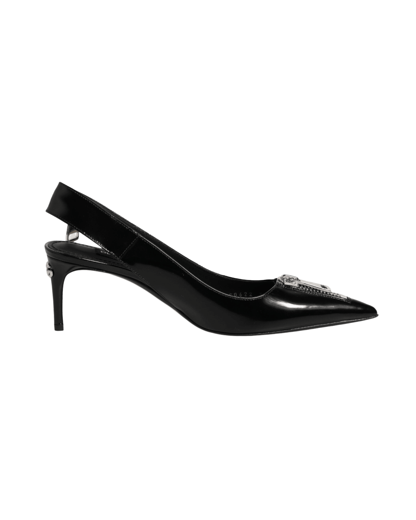 Dolce & Gabbana Black Leather Zipper Heels Slingbacks Shoes Heels