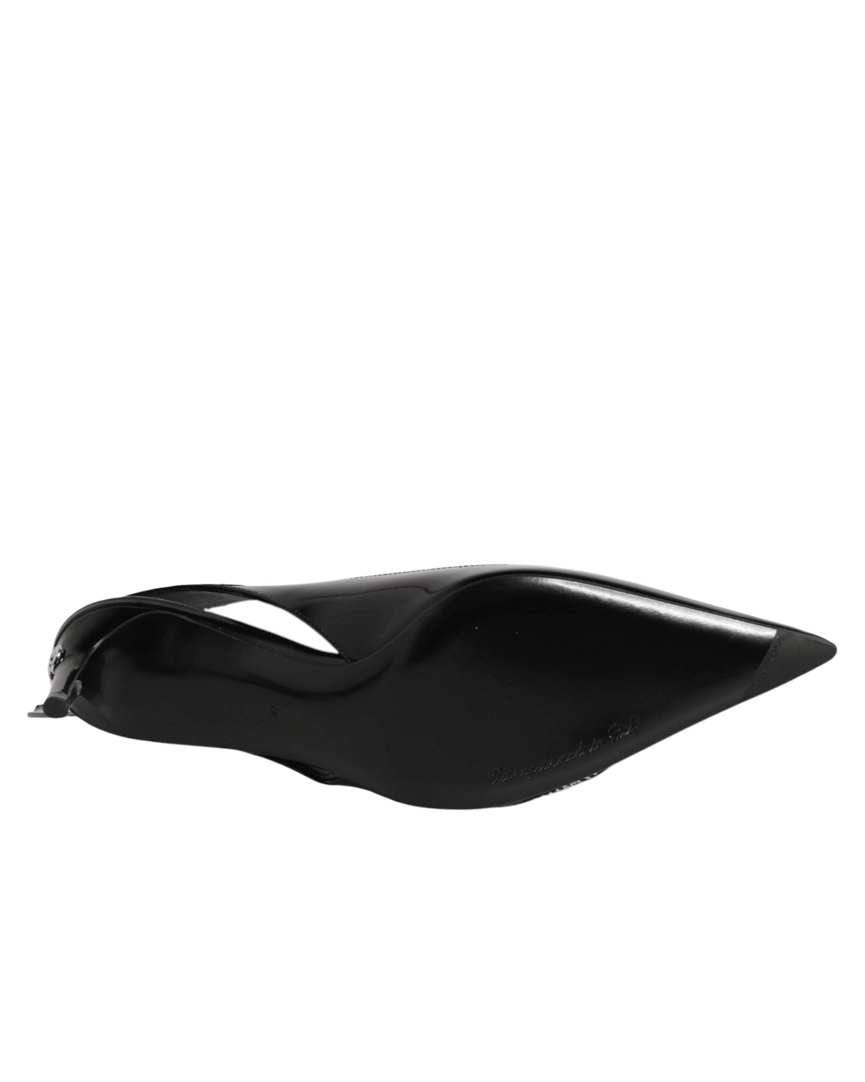 Dolce & Gabbana Black Leather Zipper Heels Slingbacks Shoes Heels