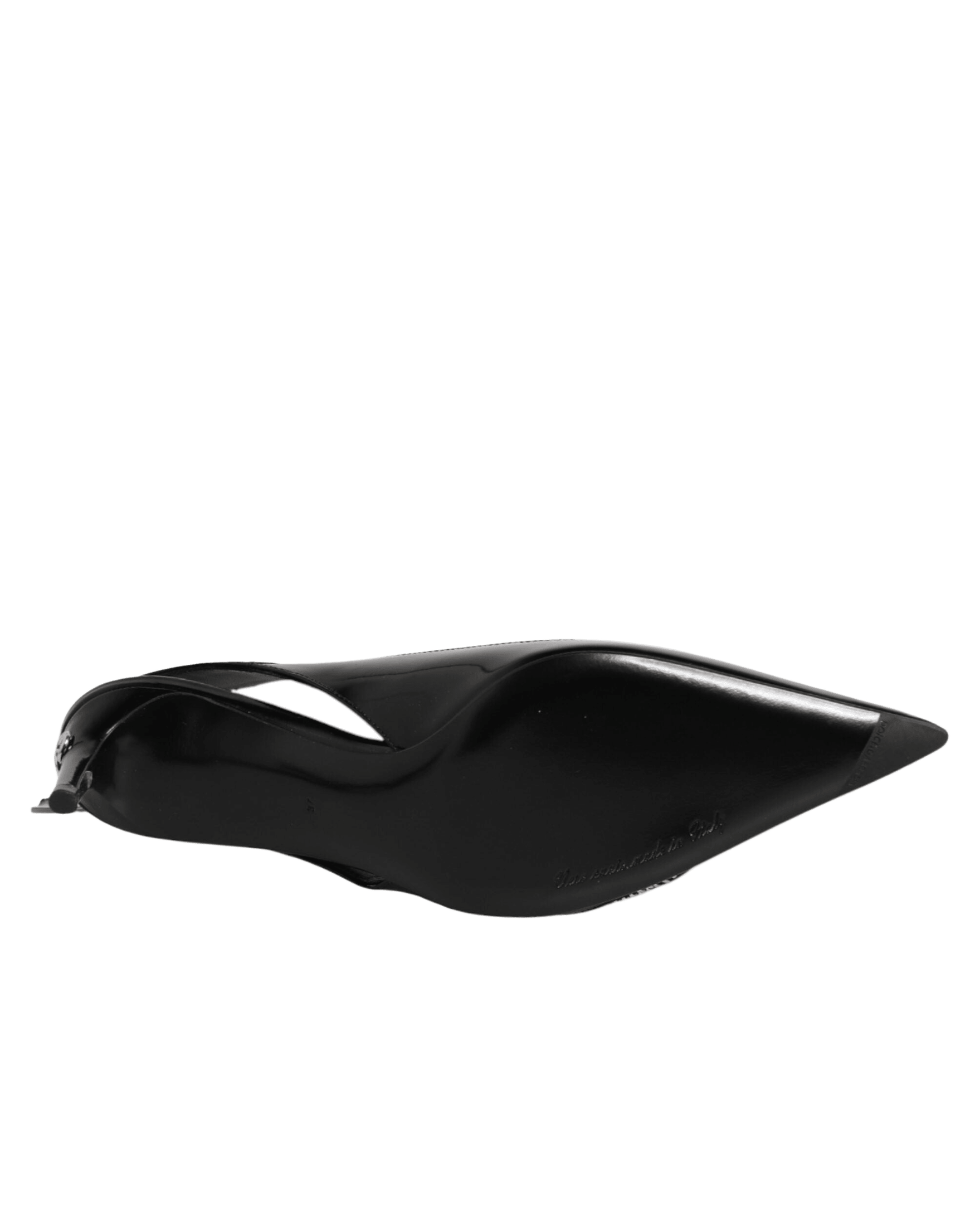 Dolce & Gabbana Black Leather Zipper Heels Slingbacks Shoes Heels
