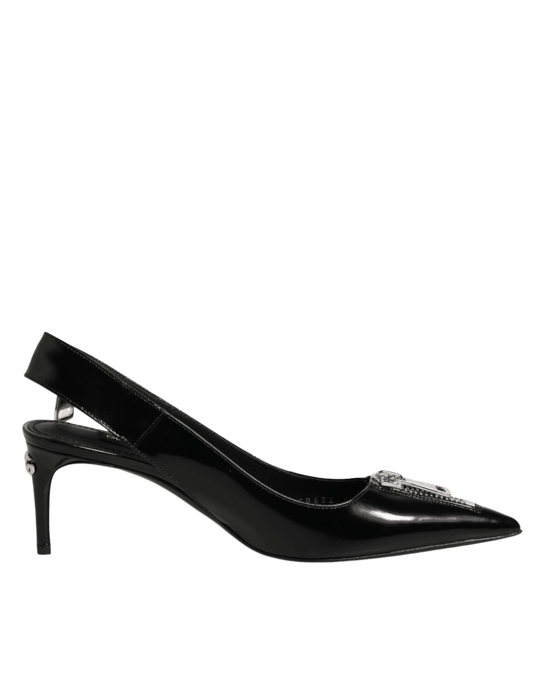 Dolce & Gabbana Black Leather Zipper Heels Slingbacks Shoes Glam Steals