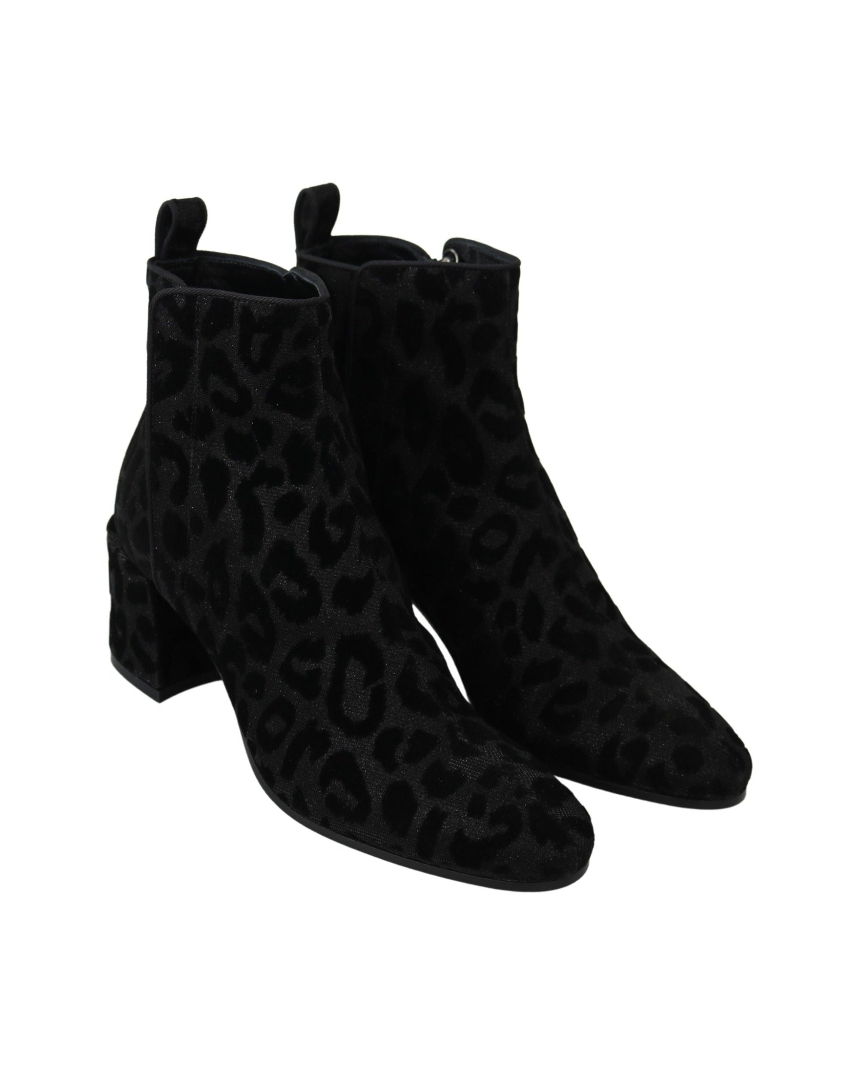 Dolce & Gabbana Black Leopard Short Boots Zipper Shoes Glam Steals