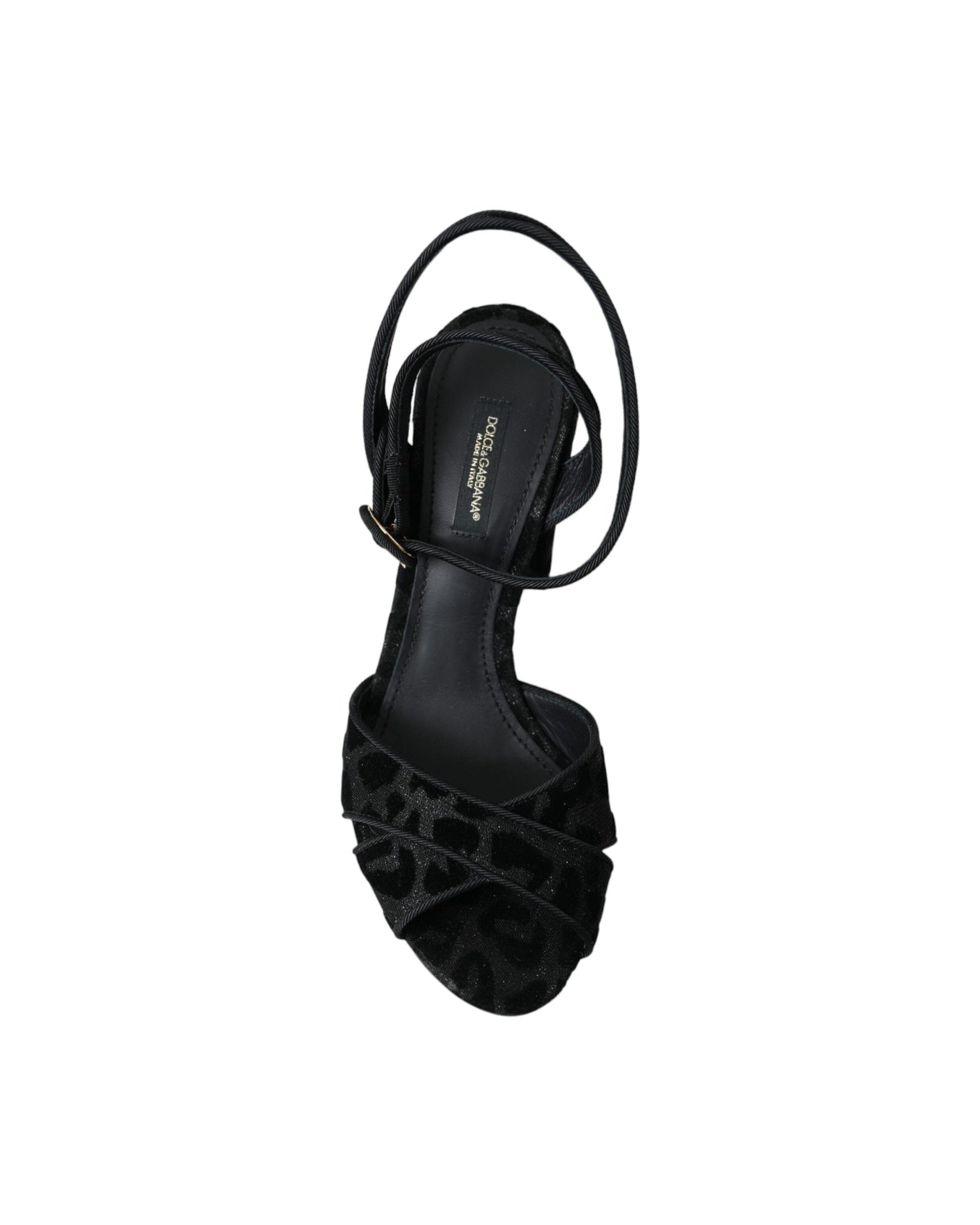 Dolce & Gabbana Black Leopard Suede Heels Sandals Shoes Glam Steals