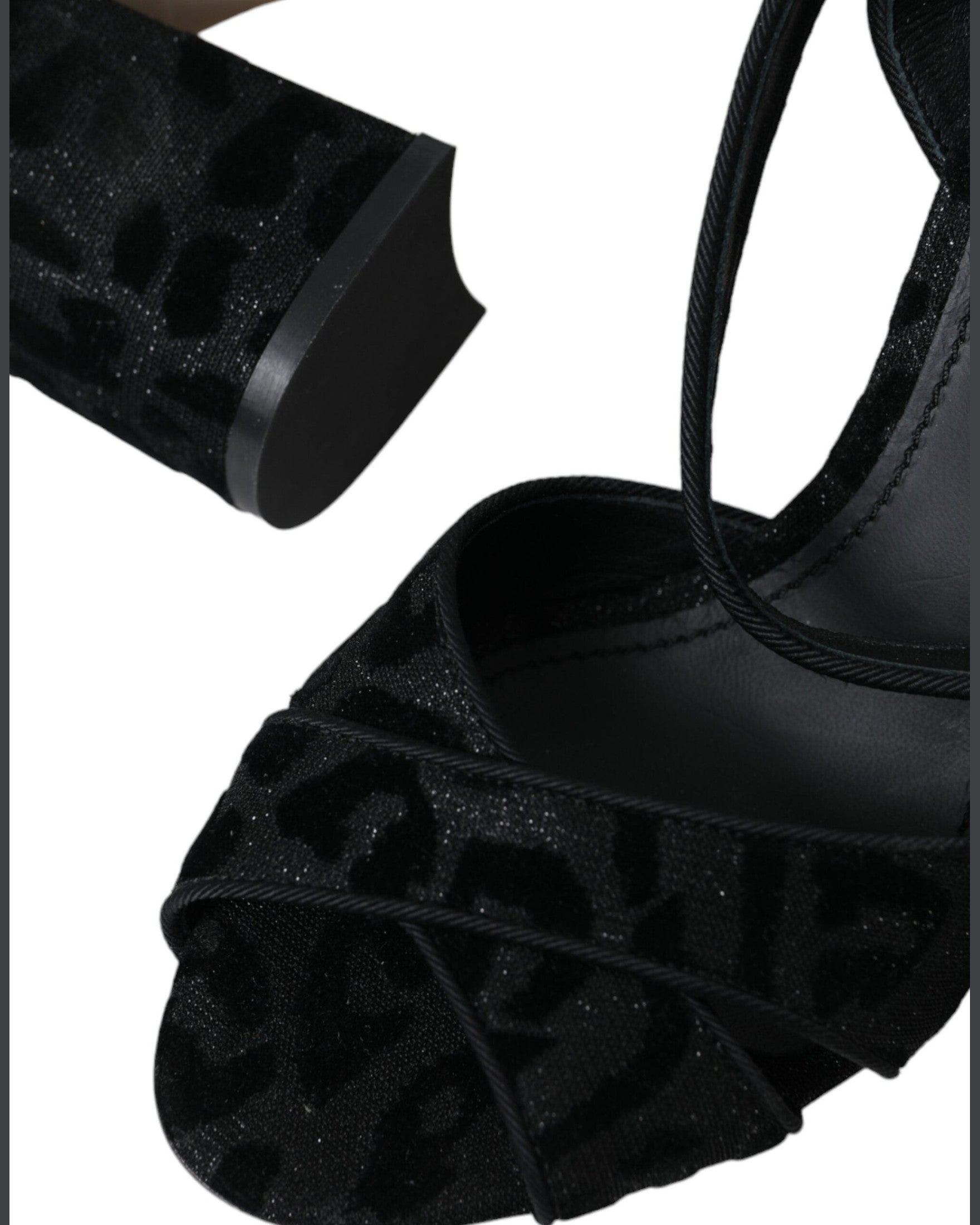 Dolce & Gabbana Black Leopard Suede Heels Sandals Shoes Glam Steals