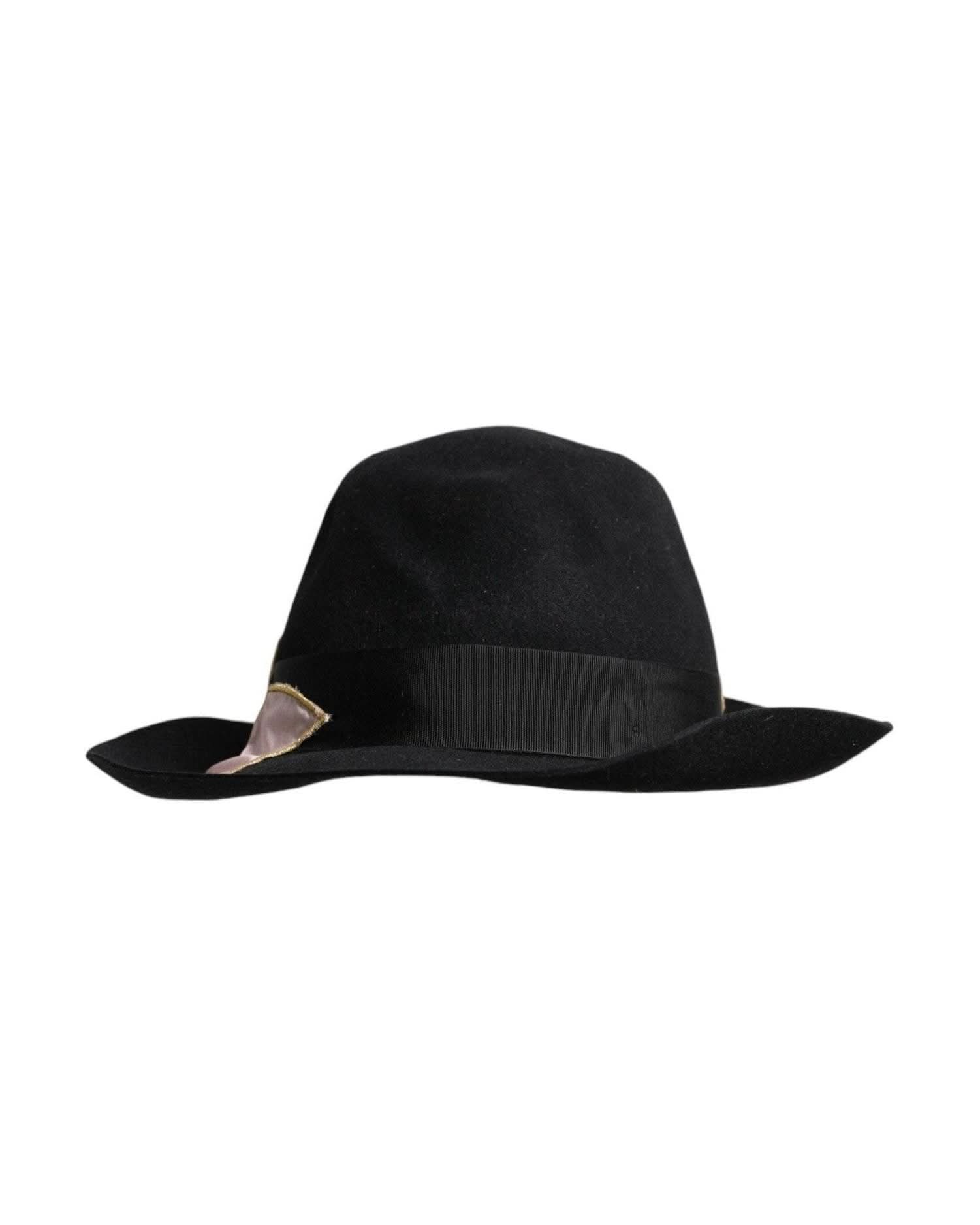 Dolce & Gabbana Black Logo Embroidered Wide Brim Hat Sun Hats