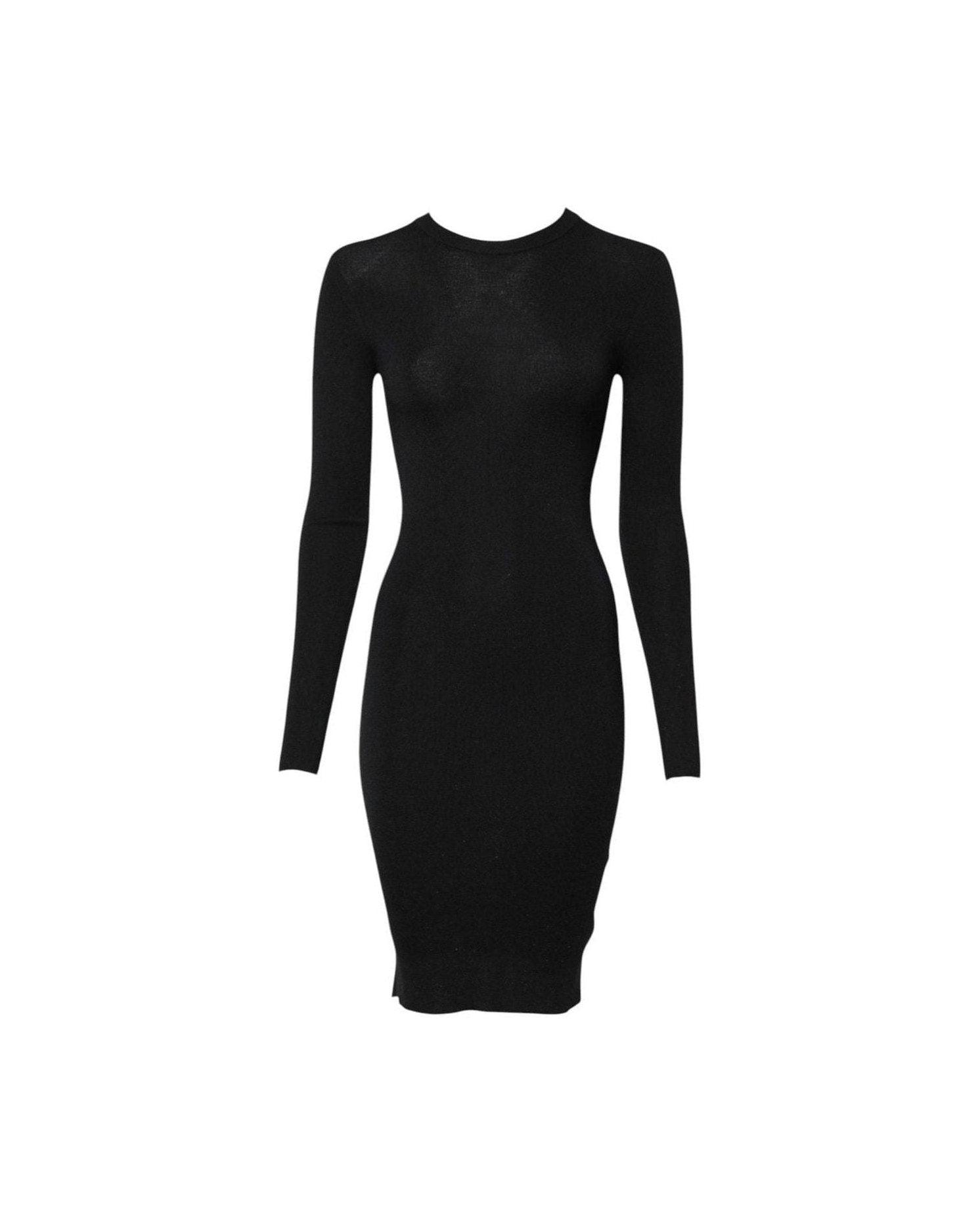 Dolce & Gabbana Black Long Sleeves Bodycon Sheath Dress Glam Steals