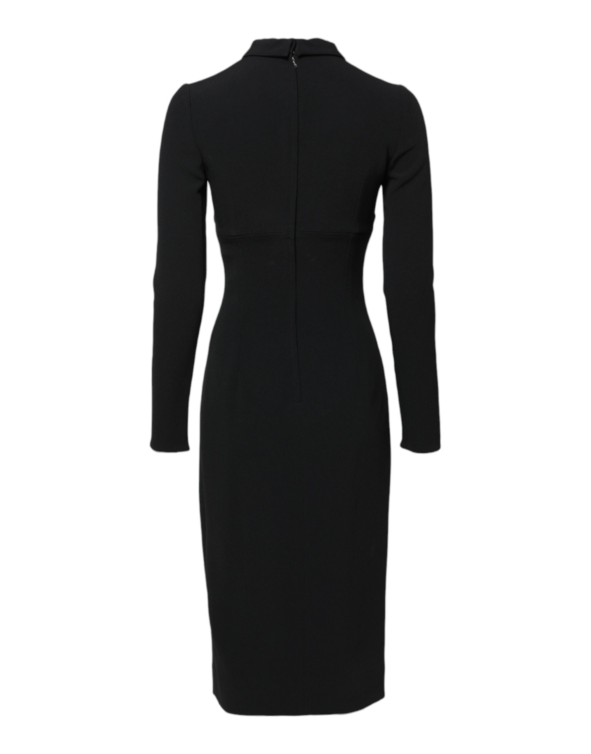 Dolce & Gabbana Black Long Sleeves Bodycon Sheath Midi Dress Glam Steals